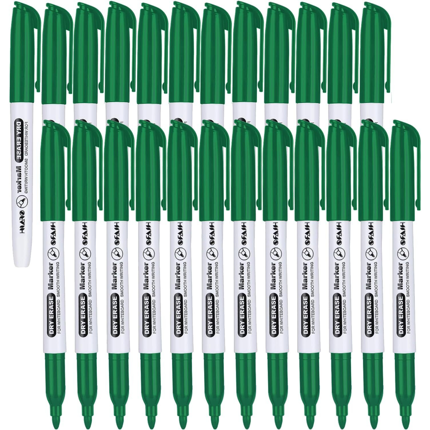 Sfaih Fine Tip Dry Erase Markers - 24 Pack Green Whiteboard Erasable Markers Bulk For Kids Adults  Ideal For Classroom School Office Home Use On White Board  Non-Toxic Easy Clean