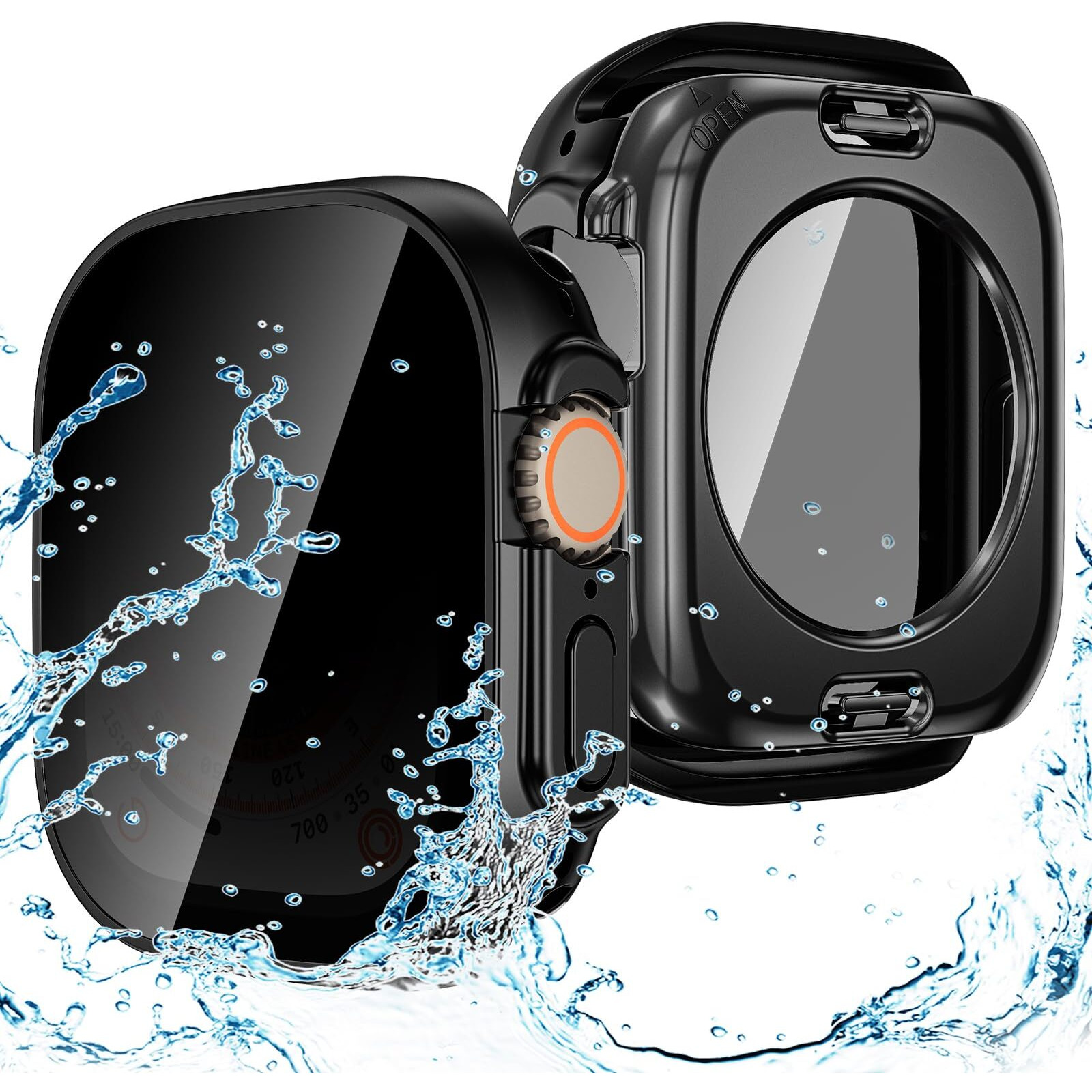 Goton Privacy Waterproof Case Compatible For Apple Watch Screen Protector 46Mm 42Mm 45Mm 44Mm 41Mm 40Mm Ultra 2 49Mm Se Series 10 9 8 7 6 5 4  Anti Spy Face Cover Back Bumper For Iwatch Accessories