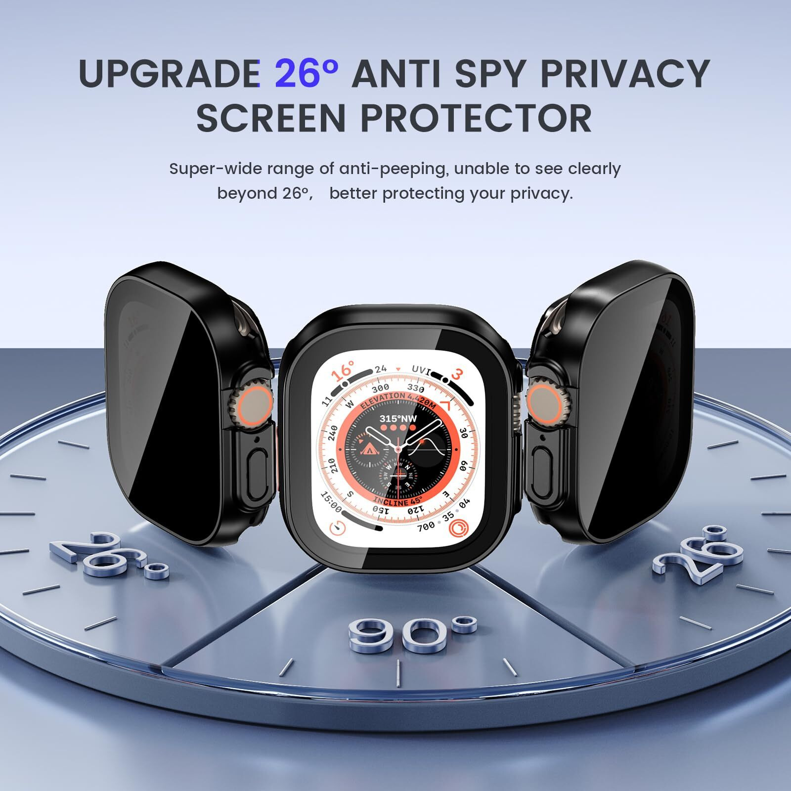 Goton Privacy Waterproof Case Compatible For Apple Watch Screen Protector 46Mm 42Mm 45Mm 44Mm 41Mm 40Mm Ultra 2 49Mm Se Series 10 9 8 7 6 5 4  Anti Spy Face Cover Back Bumper For Iwatch Accessories