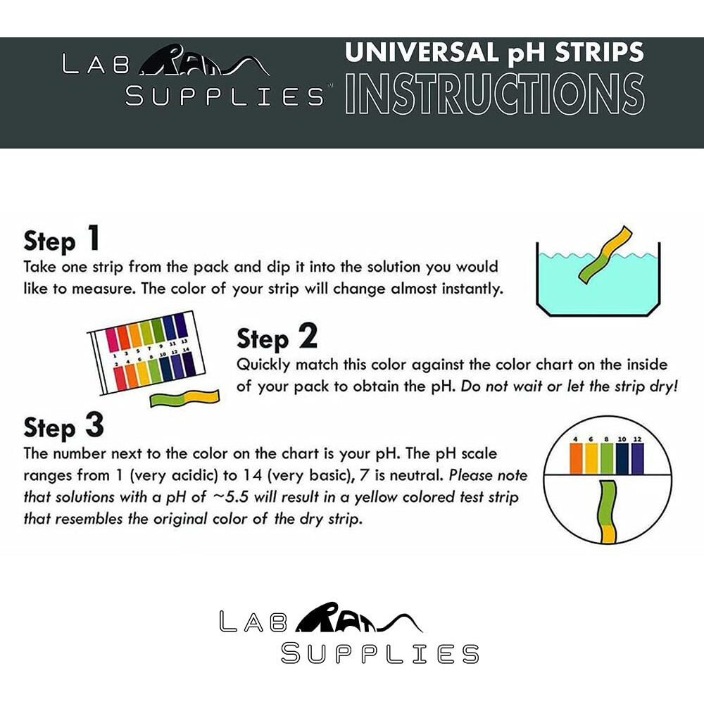 Plastic Ph Test Strips  Universal Application (Ph 0-14)  100 Strips | For Saliva  Soap  Urine  Food  Liquids  Water With Soil Testing  Lab Monitoring  Etc.
