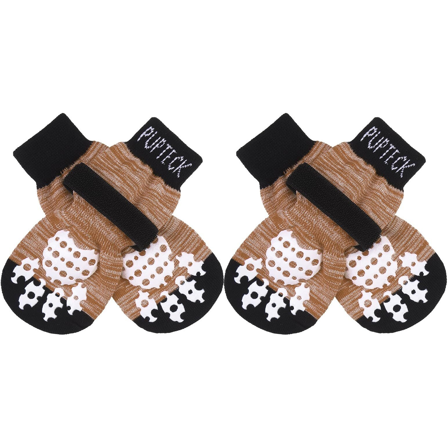 Pupteck Anti-Slip Dog Socks With Double Sides Grips For Small Medium Large Dogs Hardwood Floors Prevents Licking  Dog Shoes For Hot Pavement Traction Control Paw Protector For Senior Dogs  Khaki L