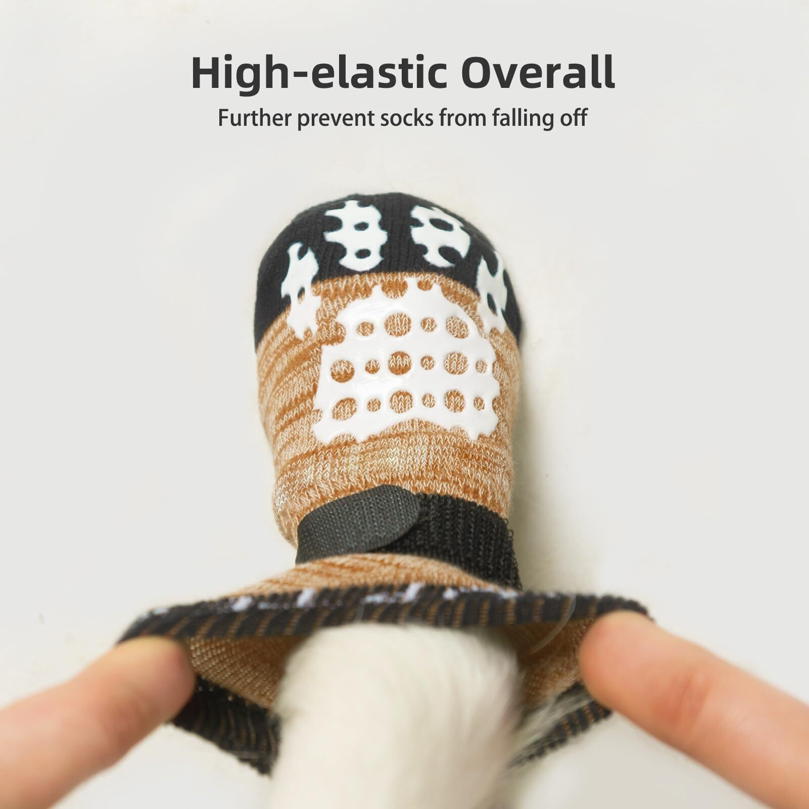 Pupteck Anti-Slip Dog Socks With Double Sides Grips For Small Medium Large Dogs Hardwood Floors Prevents Licking  Dog Shoes For Hot Pavement Traction Control Paw Protector For Senior Dogs  Khaki L