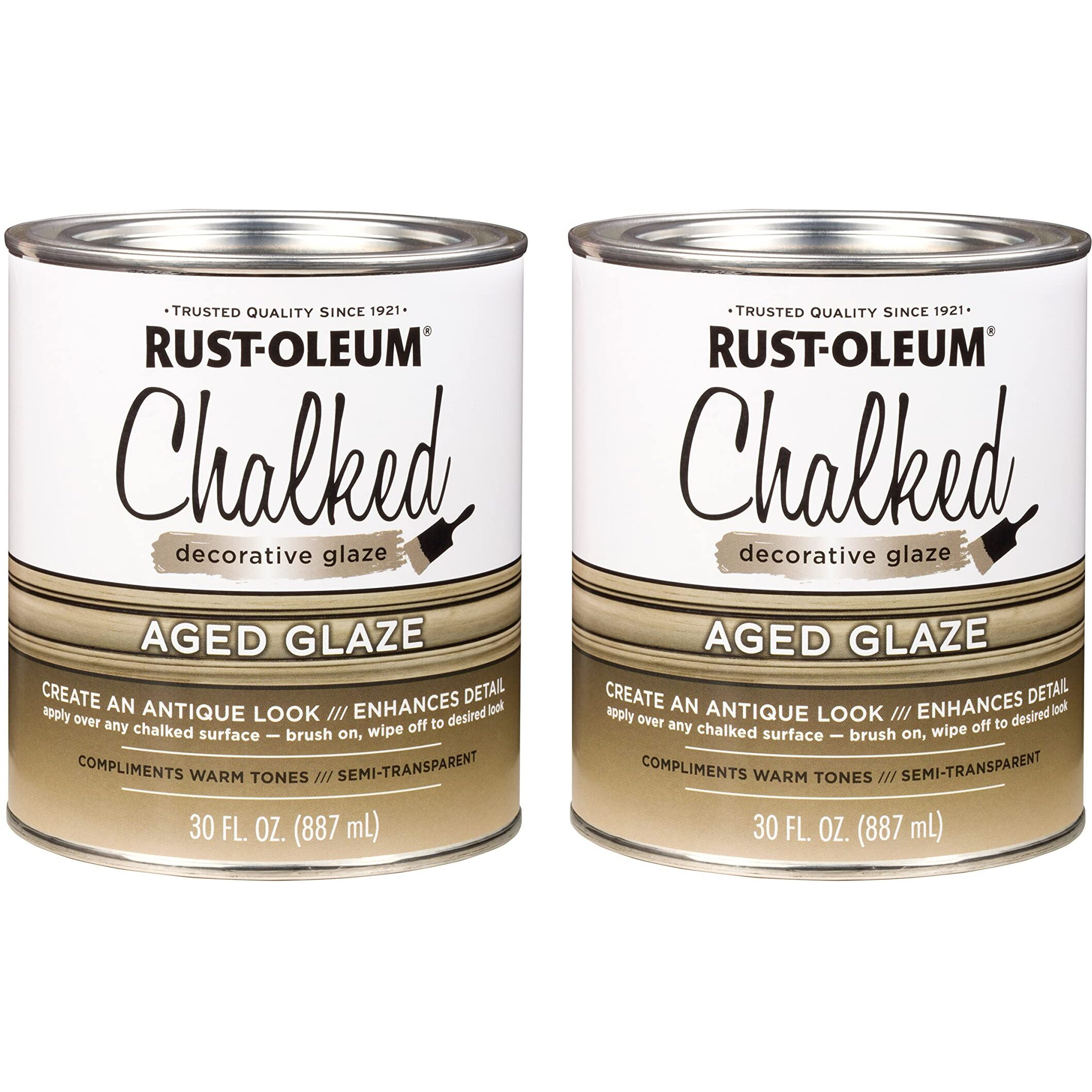 Rust-Oleum 315881-2Pk Chalked Decorative Glaze  Semi-Transparent Aged  30 Fl Oz (Pack Of 2)