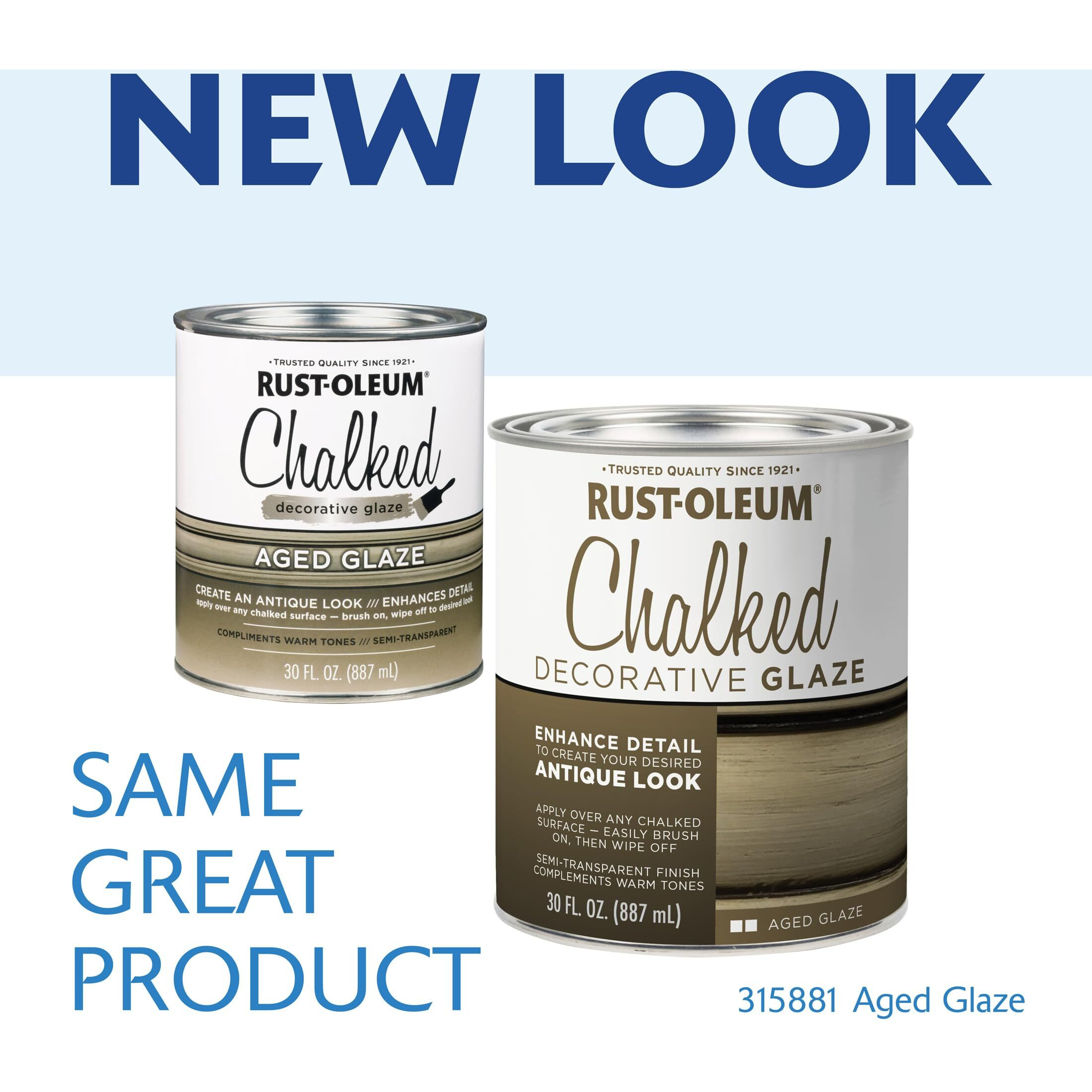 Rust-Oleum 315881-2Pk Chalked Decorative Glaze  Semi-Transparent Aged  30 Fl Oz (Pack Of 2)