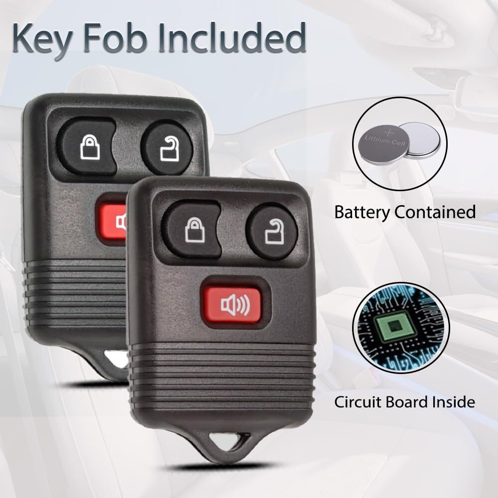 Key Fob Keyless Entry Fits For Ford F150 F250 F350 Explorer Expedition 1998-2016 / Ranger Escape Edge E150 Freestar/Lincoln Navigator Mercury Mazda 3 Button Remote Control Replacement Cwtwb1U345