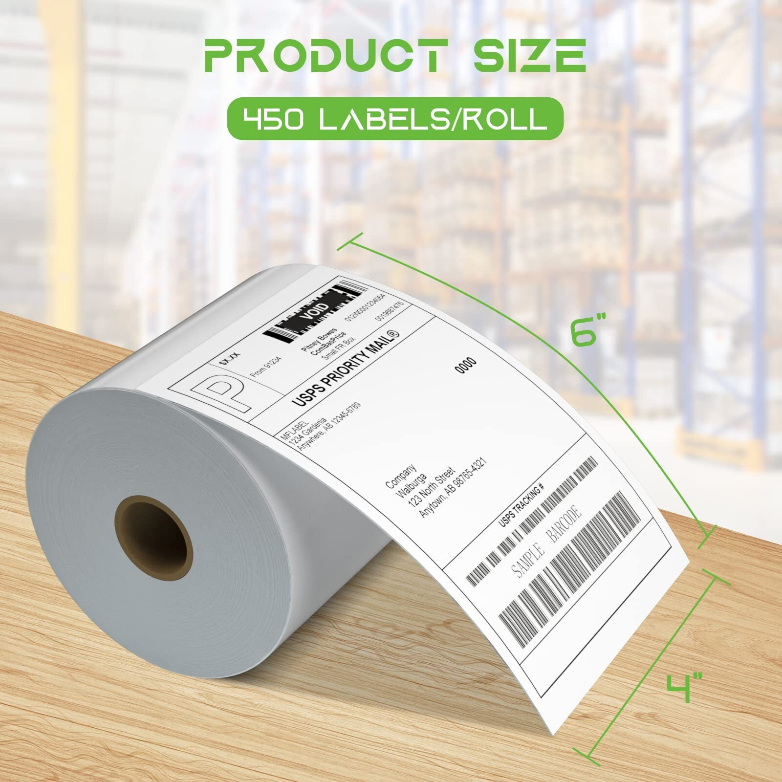Mflabel 12 Rolls Of 450 Labels 4X6 Direct Thermal Shipping Labels For Zebra 2844 Zp-450 Zp-500 Zp-505