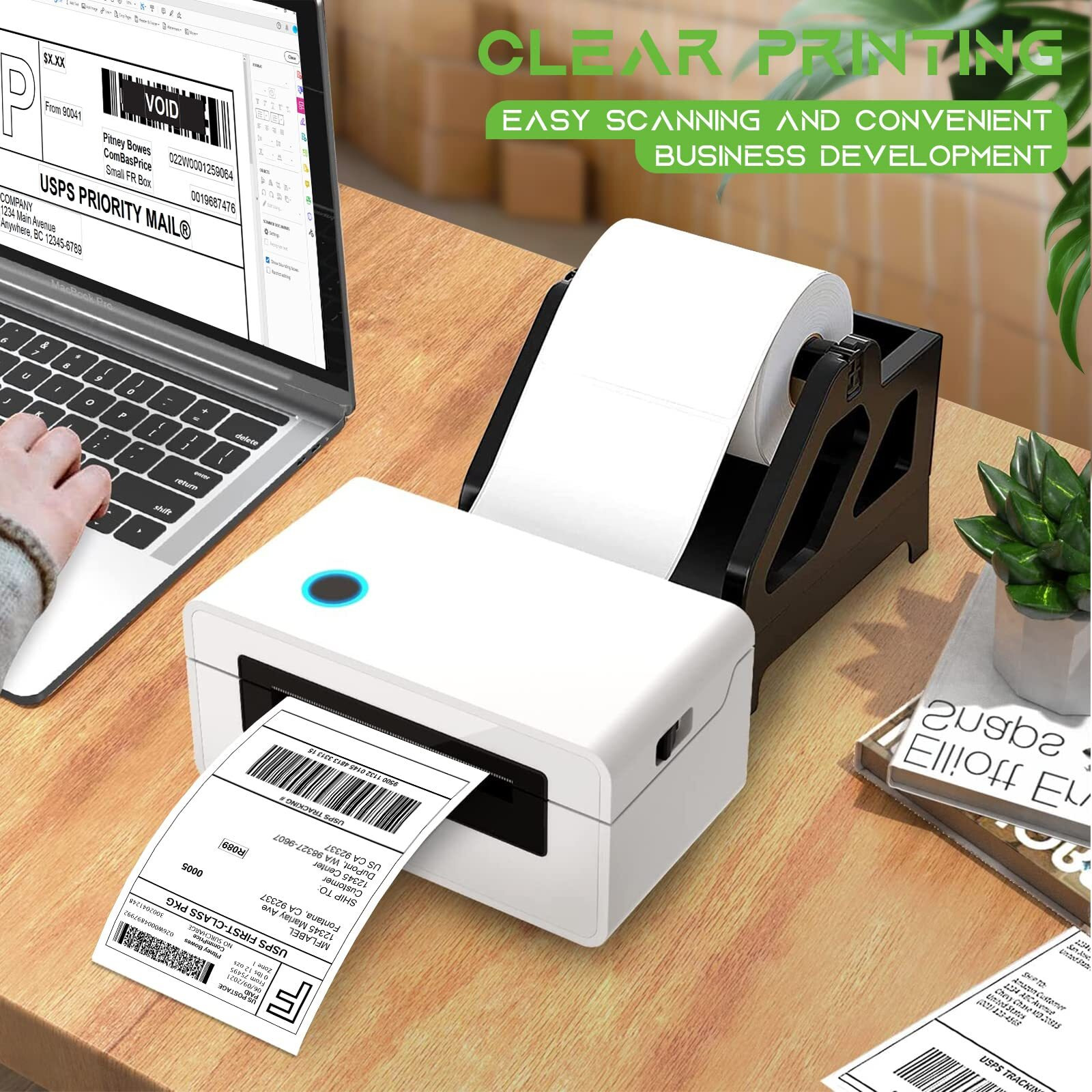 Mflabel 12 Rolls Of 450 Labels 4X6 Direct Thermal Shipping Labels For Zebra 2844 Zp-450 Zp-500 Zp-505