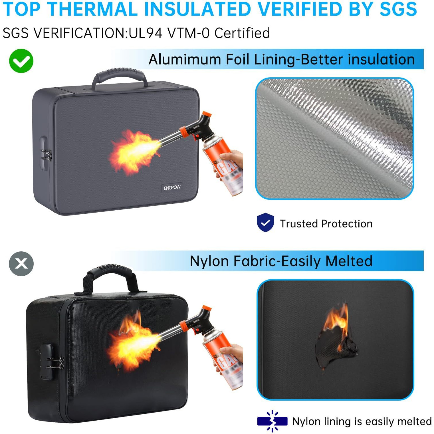 Engpow 5200 Fireproof File Organizer Bag With 13 Pocket Accordion File Folder Document Organizer Box With Lock&Labels Multi-Layer Portable Home Travel Safe Storage Box For Important Documents Gray