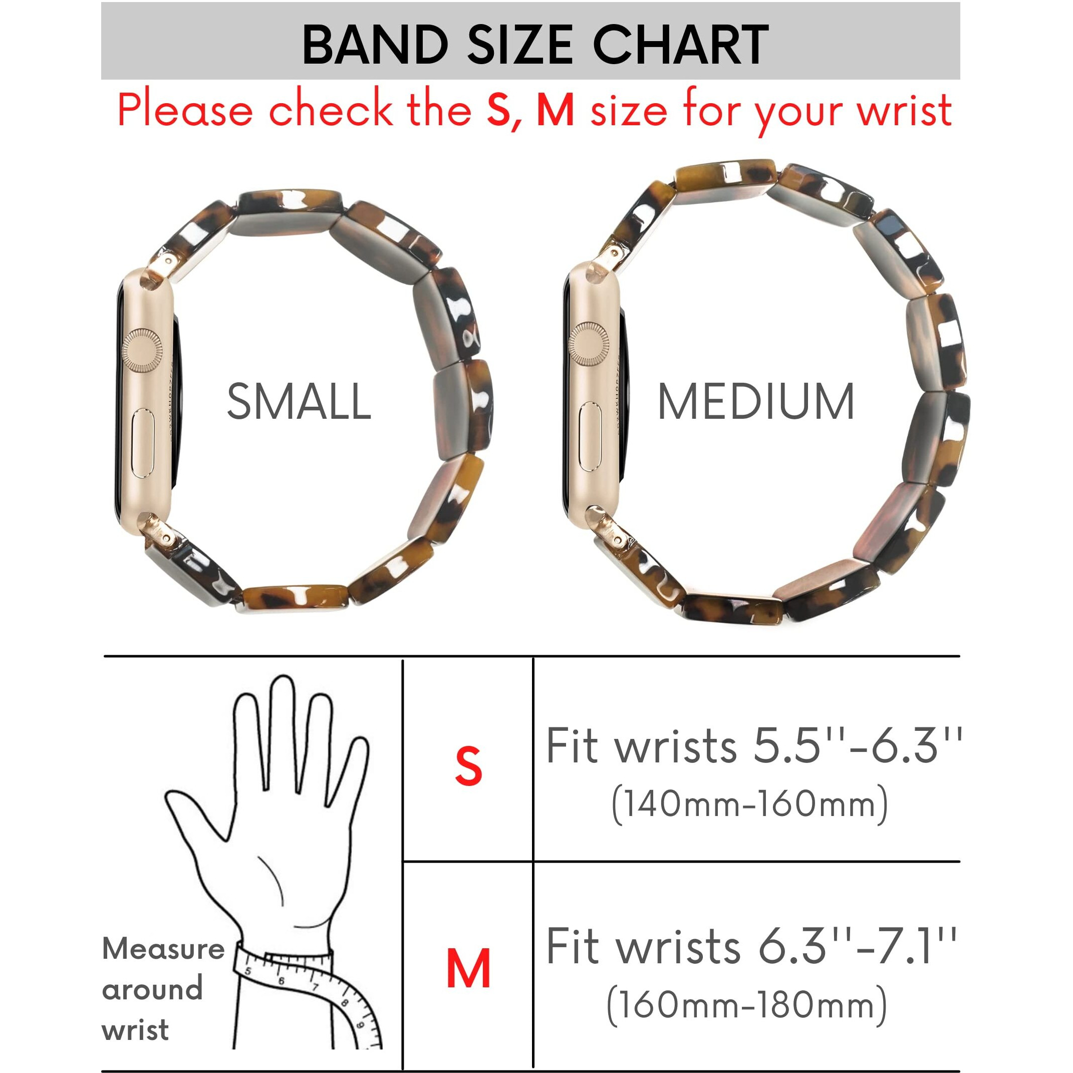 Heesch Compatiable With Apple Watch Band 42Mm 44Mm Women Resin Tortoise Elastic Watch Strap For Apple Watch Series 7 6 3 Wristband Bracelet For Iwatch