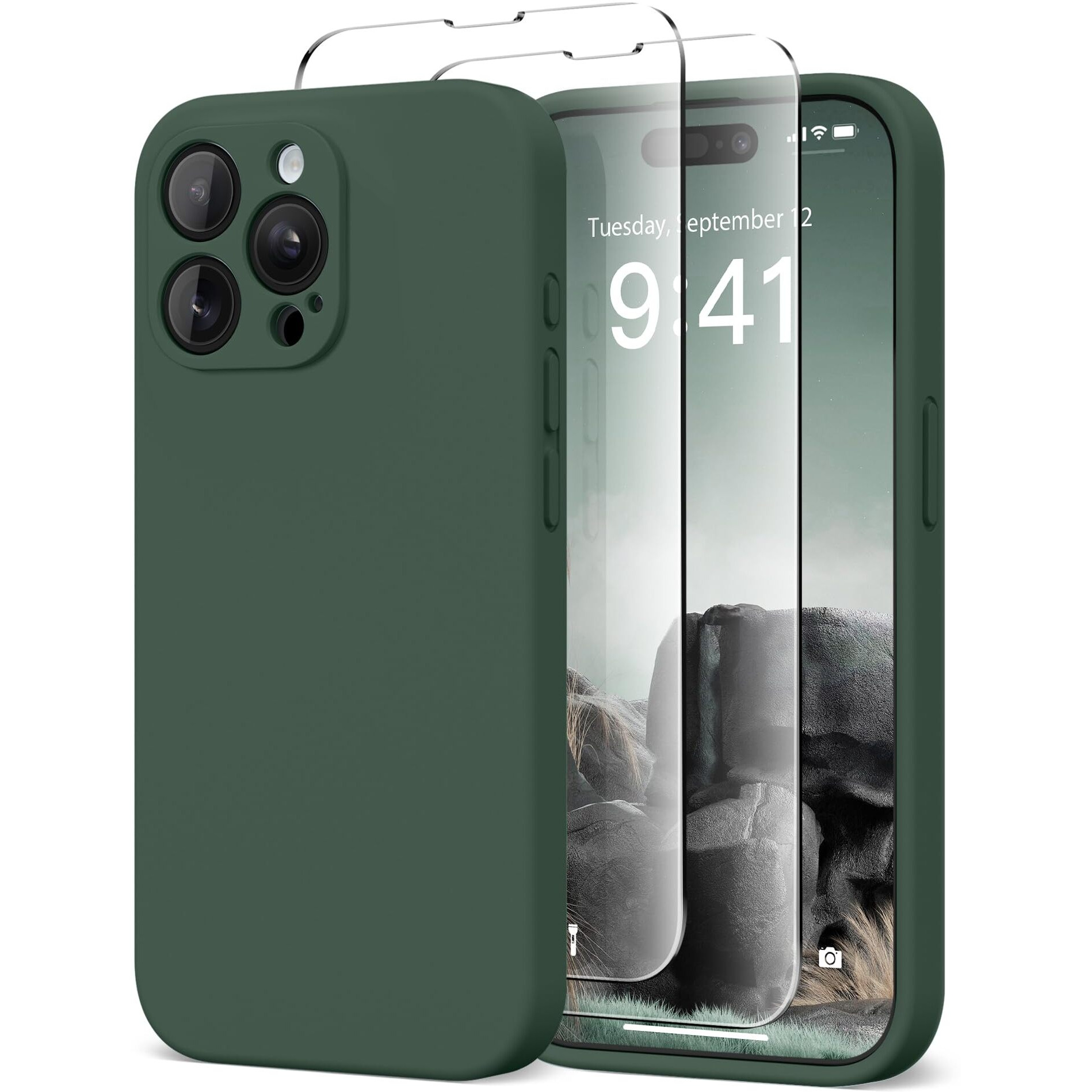 Suydanbox Magnetic For Iphone 15 Pro Case  Compatible With Magsafe  [Full Camera Protection][2 Screen Protectors] Silicone Shockproof Protective Phone Case For Iphone 15 Pro 6.1&quot&quot  Alpine Green