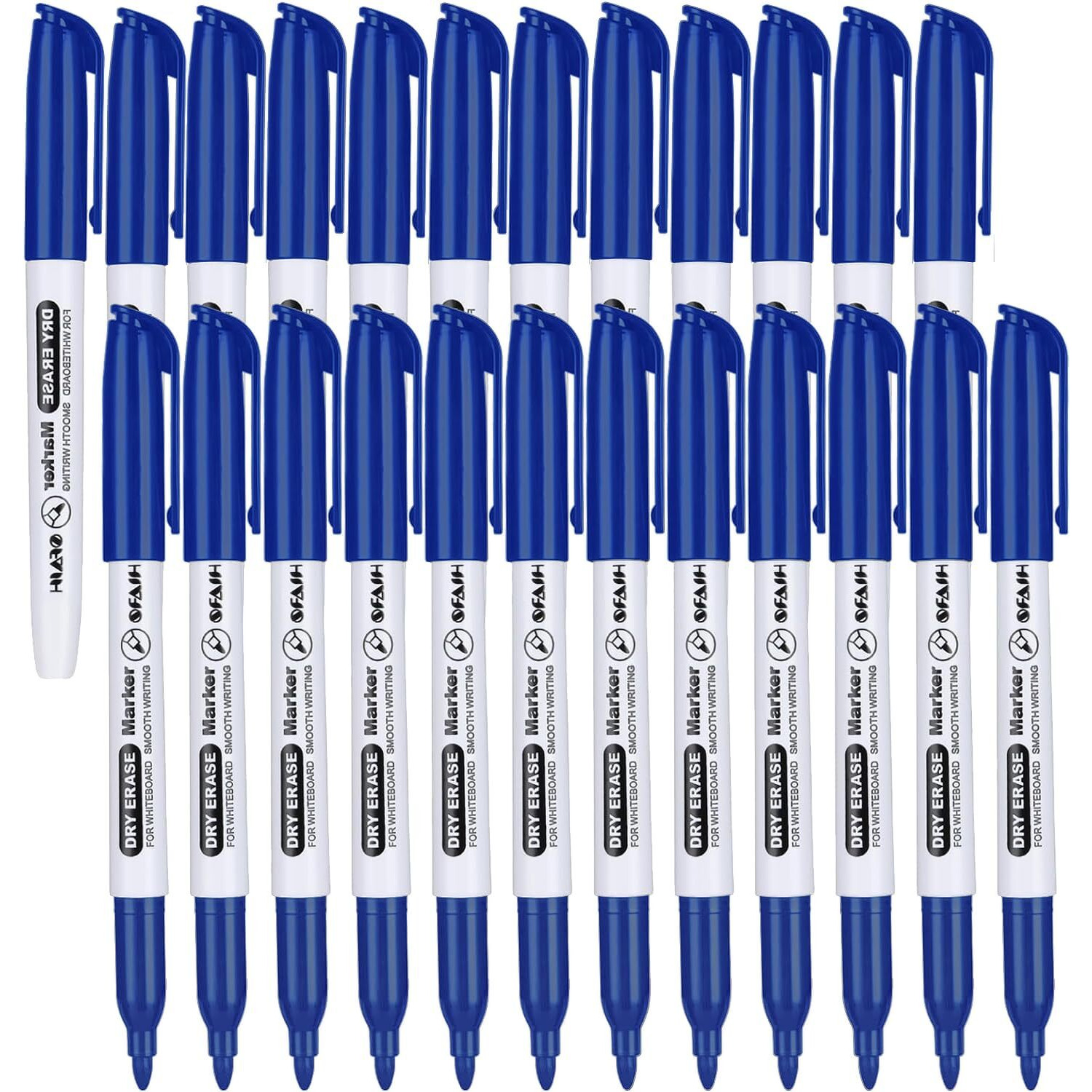 Sfaih Fine Tip Dry Erase Markers - 24 Pack Blue Whiteboard Erasable Markers Bulk For Kids Adults  Ideal For Classroom School Office Home Use On White Board  Non-Toxic Easy Clean