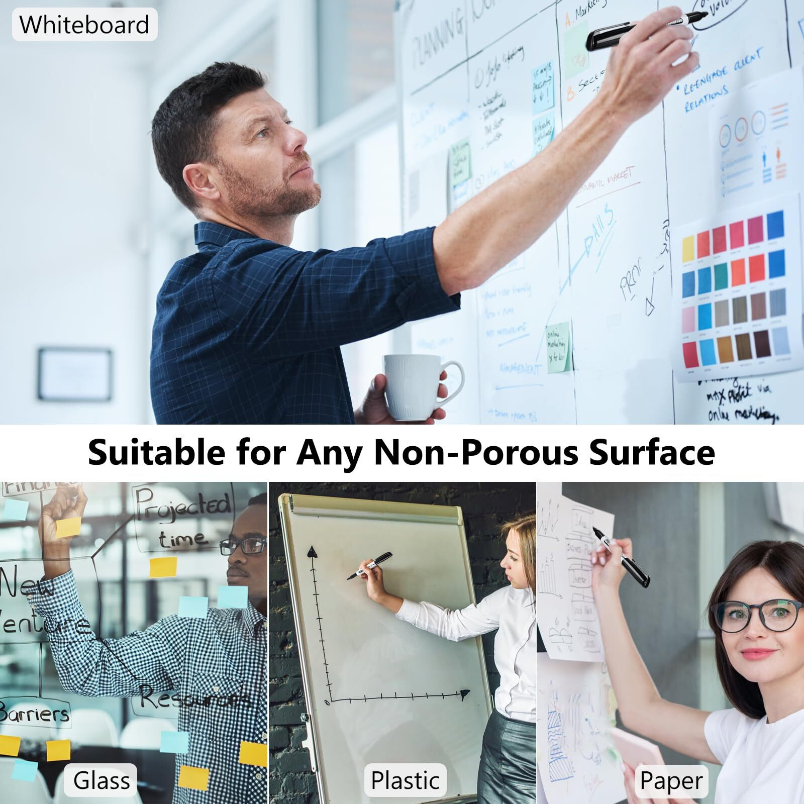 Sfaih Fine Tip Dry Erase Markers - 24 Pack Blue Whiteboard Erasable Markers Bulk For Kids Adults  Ideal For Classroom School Office Home Use On White Board  Non-Toxic Easy Clean