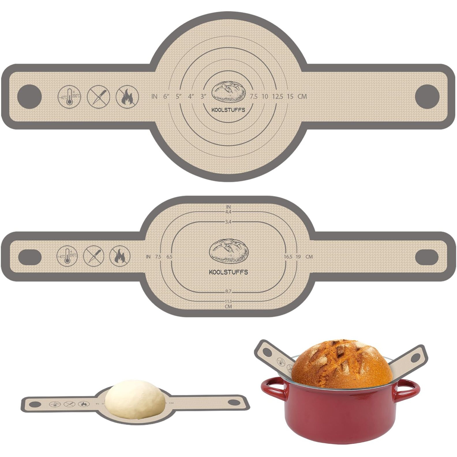 Silicone Bread Sling Oval And Round  2 Pcs Nonstick&Reusable Bread Baking Mats  Easy-To-Clean Dutch Oven Liners  Sourdough Bread Baking Supplies