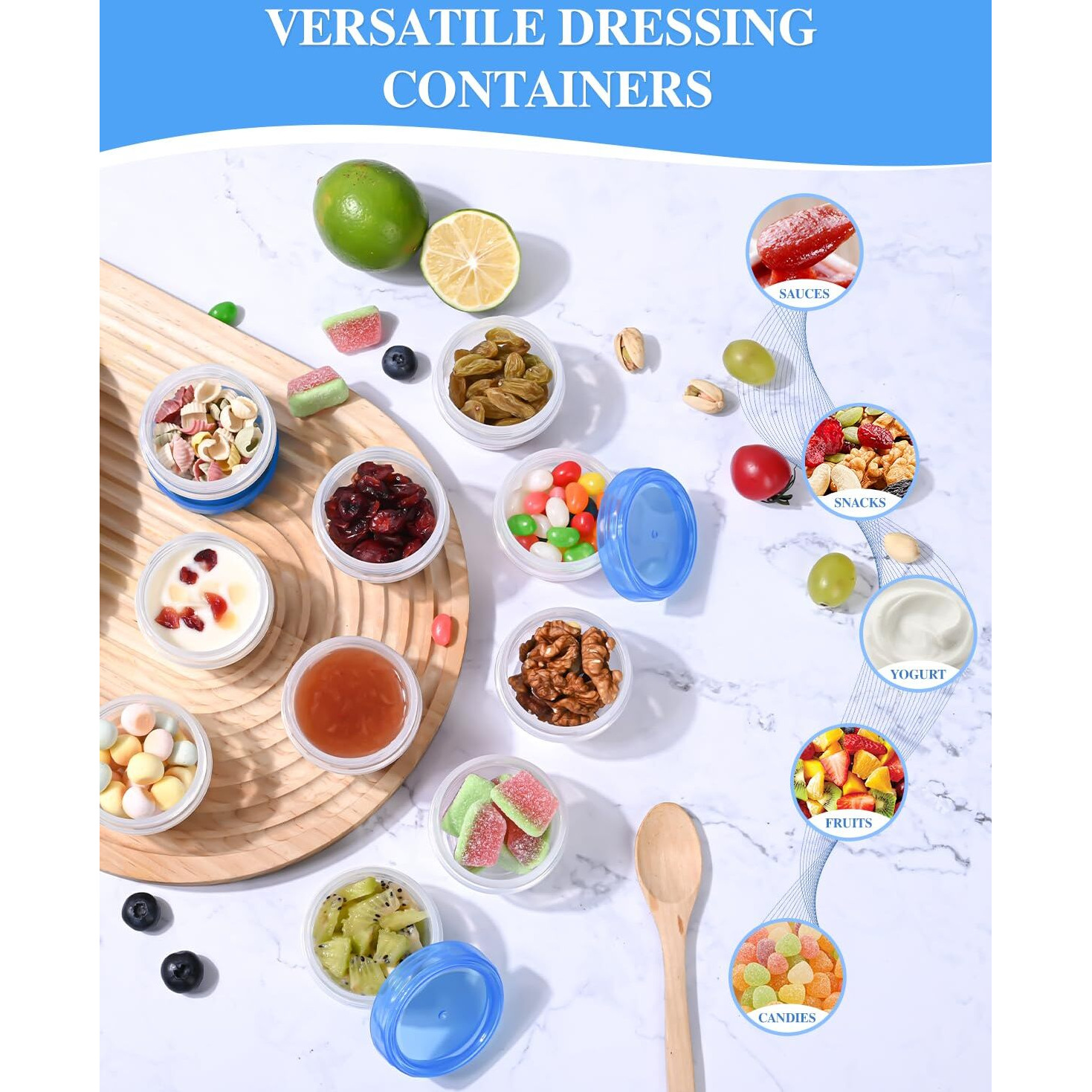 Salad Dressing Containers  [8 Pack*2 Oz] Reusable Easy To Open Dressing  Condiment  Sauce  Dip Containers To Go With Leak-Proof Twist Top Lids  Bpa Free  Safe For Microwave  Freezer  Dishwasher