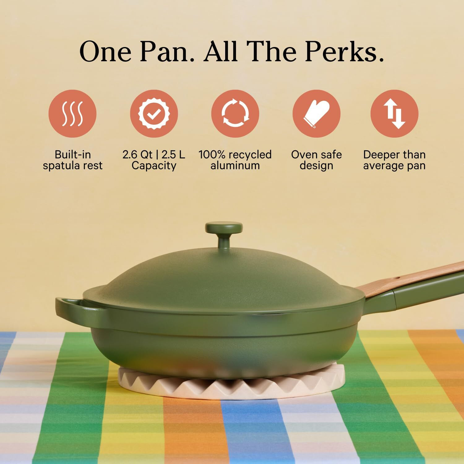 Our Place 10.5-Inch Ceramic Nonstick Skillet Pan  Toxin-Free With Stainless Steel Handle  Oven Safe - Sage