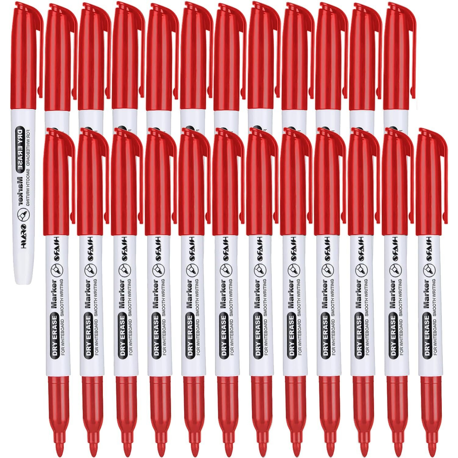 Sfaih Fine Tip Dry Erase Markers - 24 Pack Red Whiteboard Erasable Markers Bulk For Kids Adults  Ideal For Classroom School Office Home Use On White Board  Non-Toxic Easy Clean