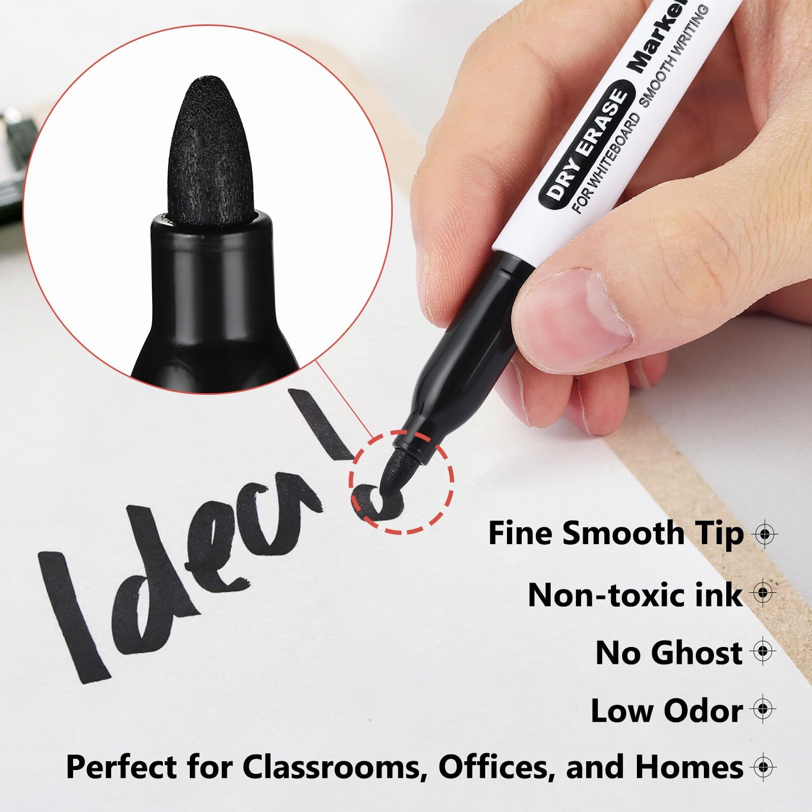 Sfaih Fine Tip Dry Erase Markers - 24 Pack Red Whiteboard Erasable Markers Bulk For Kids Adults  Ideal For Classroom School Office Home Use On White Board  Non-Toxic Easy Clean