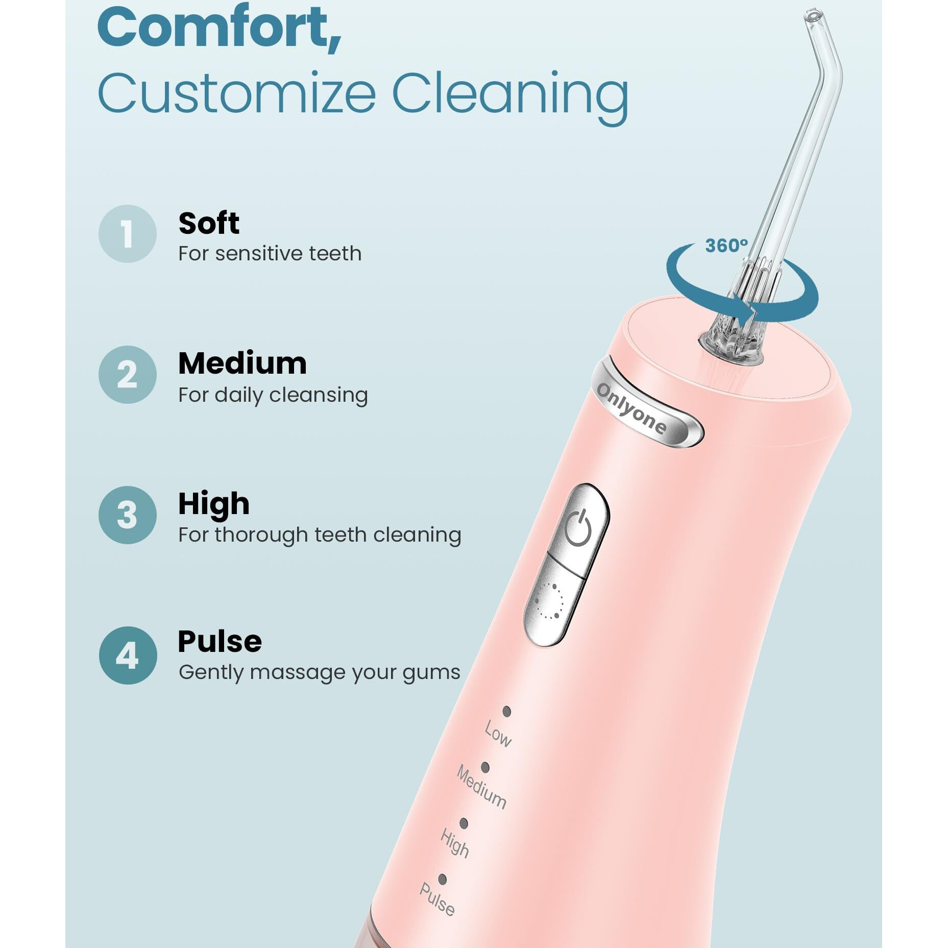 Onlyone Water Dental Flosser Pick For Teeth  300Ml Portable Oral Irrigator  Rechargeable Travel Irrigation Cleaner  Professional Electric Flossing Cleaning Picks For Teeth Cleaning Ipx7 Waterproof