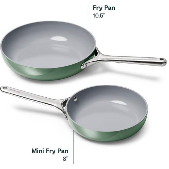 Caraway Nonstick Ceramic Mini Fry Pan (1.05 Qt  8"") - Non Toxic  Ptfe & Pfoa Free - Oven Safe & Compatible With All Stovetops (Gas  Electric & Induction) - Sage