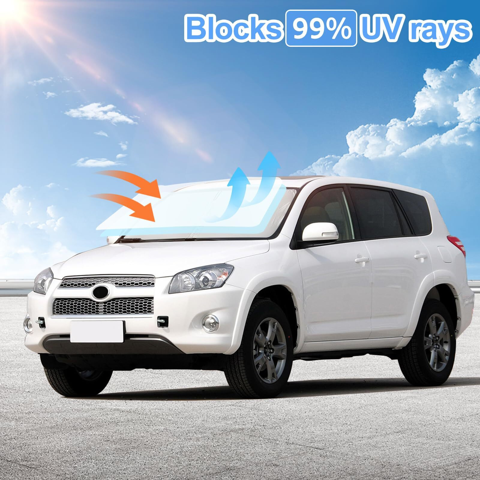 For Toyota Rav4 Sun Shade Sunshade Windshield Cover - 4 Layers Front Window Shade For Rav4 2013-2018 Custom Fit Sun Visor - 240T Retractable Shade Blocks Uv Rays Car Accessories
