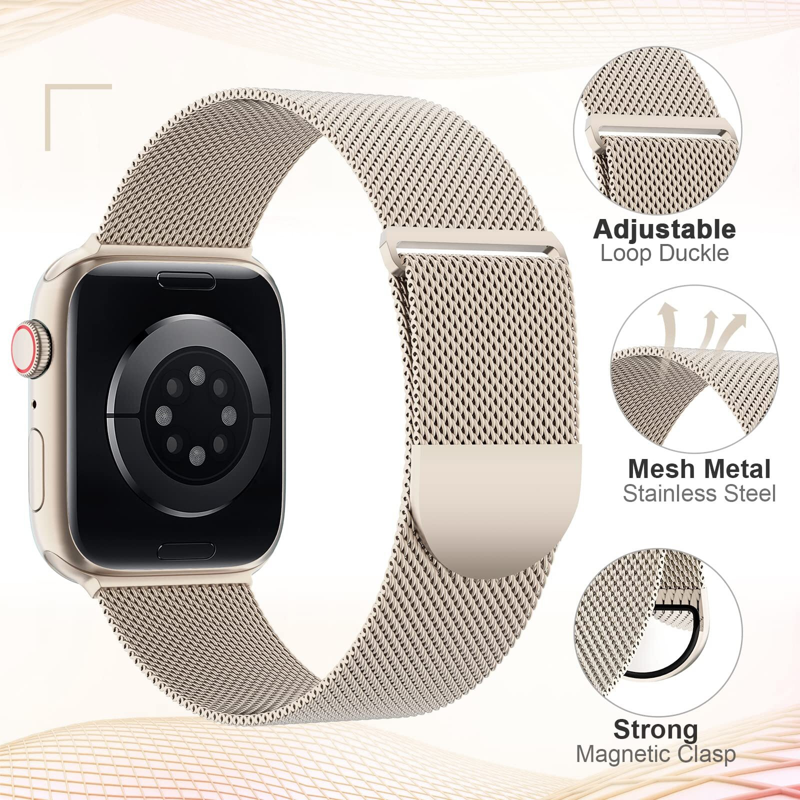 Zalaver Metal Band Compatible With Apple Watch Bands 38Mm 40Mm 41Mm 42Mm 46Mm 44Mm 45Mm 49Mm Women Men Adjustable Magnetic Stainless Steel Mesh Strap For Iwatch Ultra/Ultra 2 Series 10 9 8 7 6 5 4 3 2 1 Se