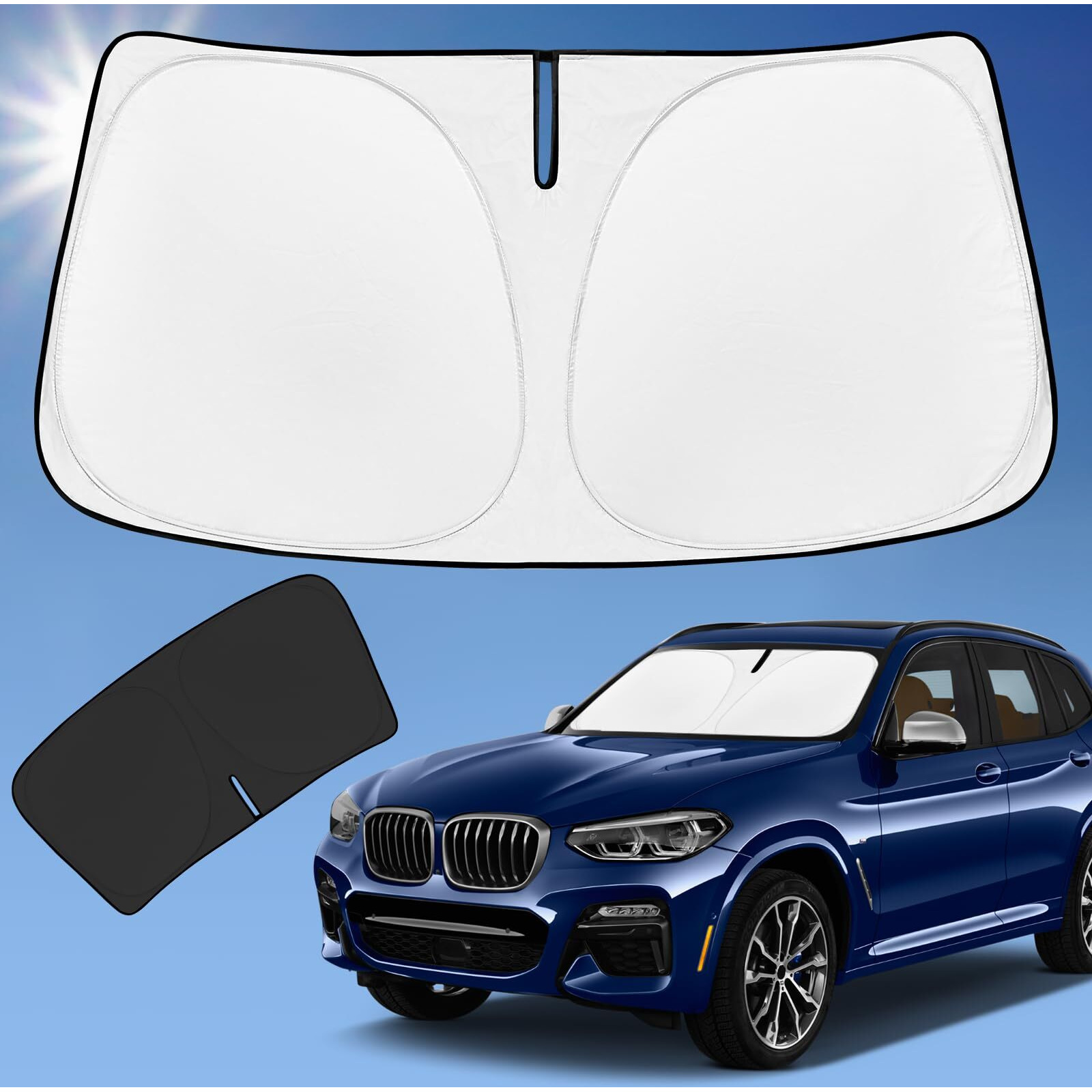 Sun Shade Sunshade For Volkswagen Tiguan Windshield Cover  4-Layer Front Window Shade Custom Fit Tiguan 2018-2023 2024 Sun Visor 240T Retractable Shade Blocks Uv Rays Cooler Car Accessories