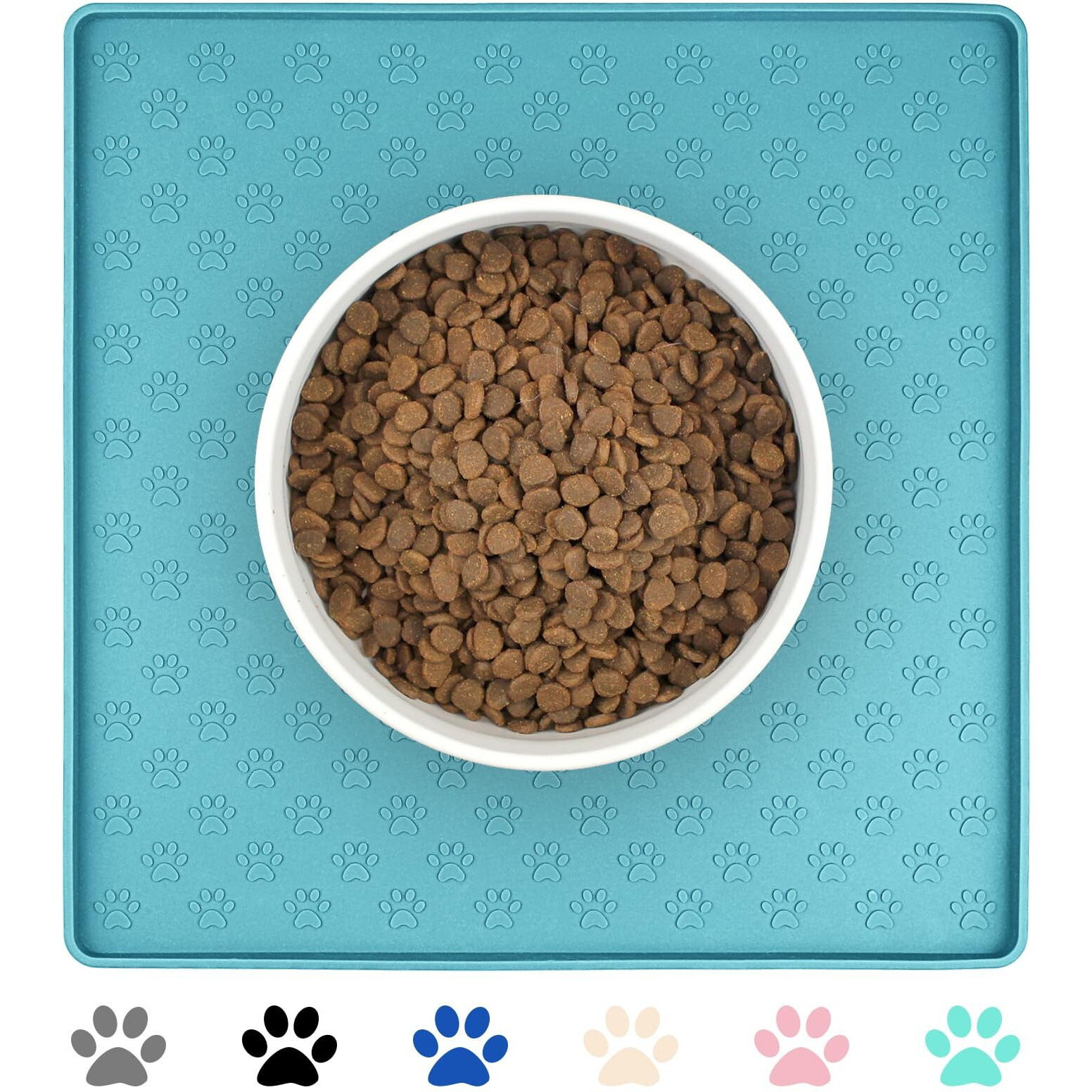 Ptlom Anti-Slip Dog Bowl Mats - High-Lips Food & Water Mat  Waterproof Pet Placemat For Small To Large Dogs & Cats