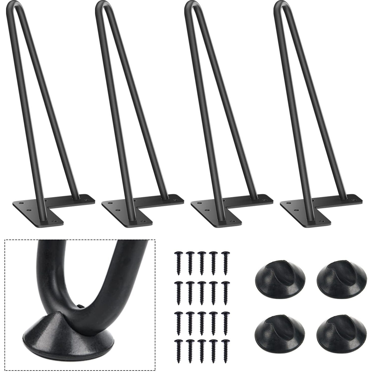 Smartstandard 11 Inch Heavy Duty Hairpin Furniture Legs  Metal Home Diy Projects For Tv Stand  Sofa  Dresser With Rubber Floor Protectors Black 4Pcs