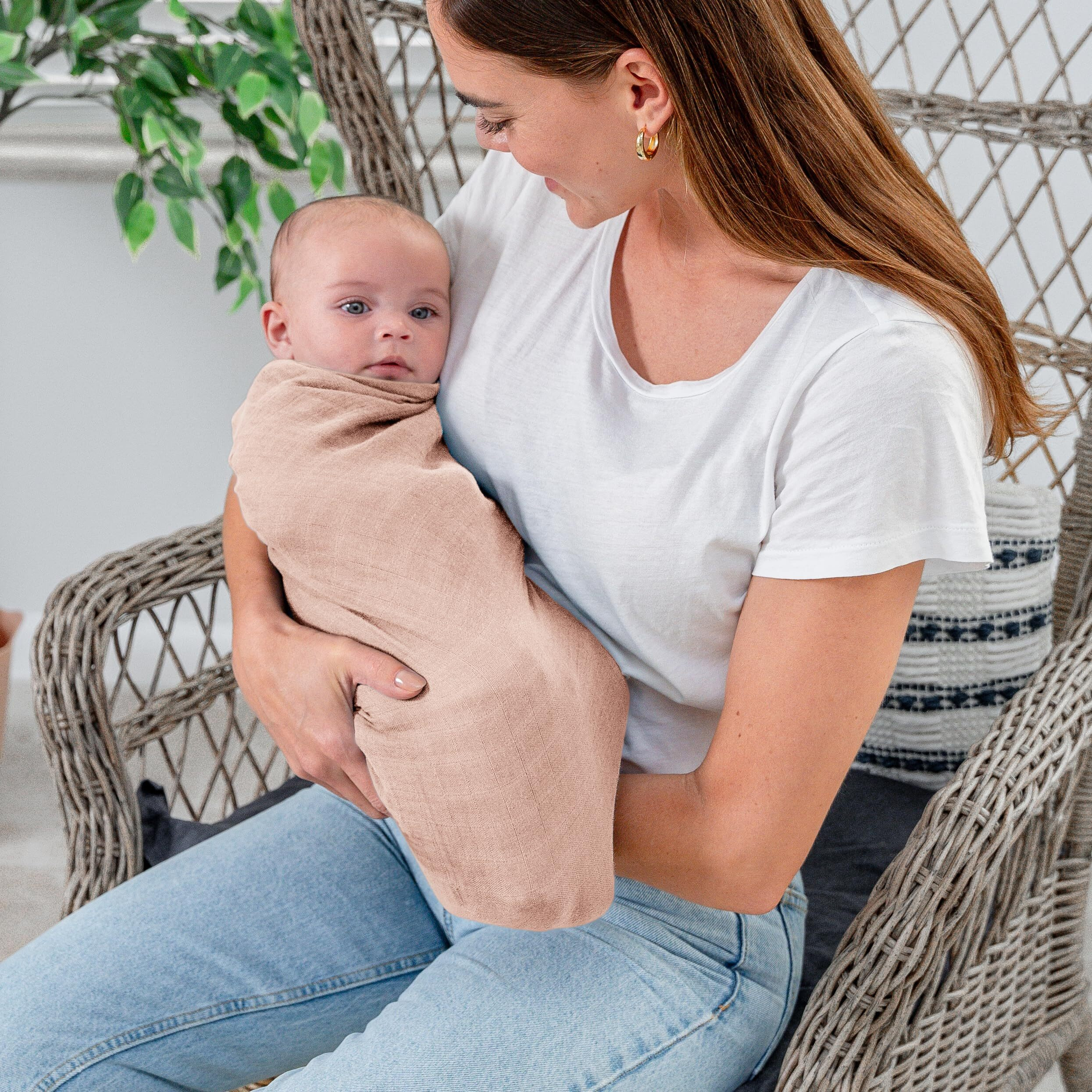Comfy Cubs Muslin Swaddle Blankets Neutral Receiving Blanket Swaddling  Wrap For Boys And Girls  Baby Essentials  Registry & Gift (Blush)