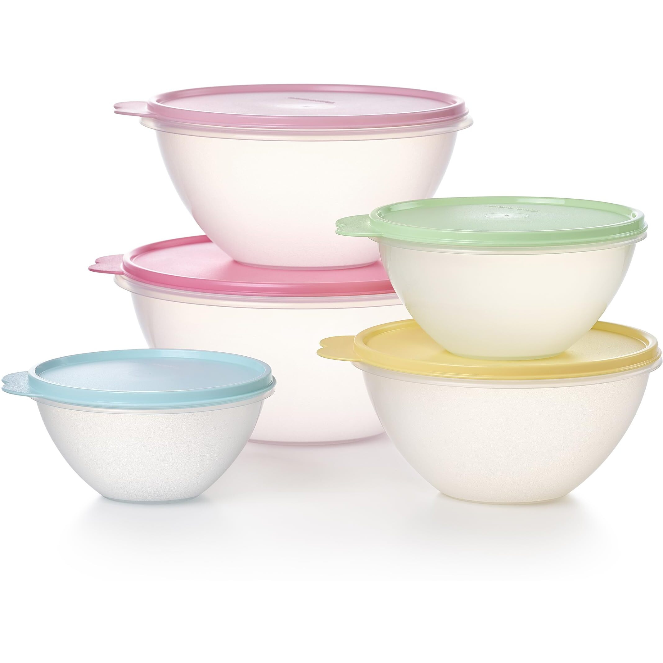 Tupperware Heritage Wonderlier 10 Piece Food Storage Bowl Set In Vintage Colors- Dishwasher Safe & Bpa Free - (5 Containers + 5 Lids)  Wonderlier 5-Bowl Set