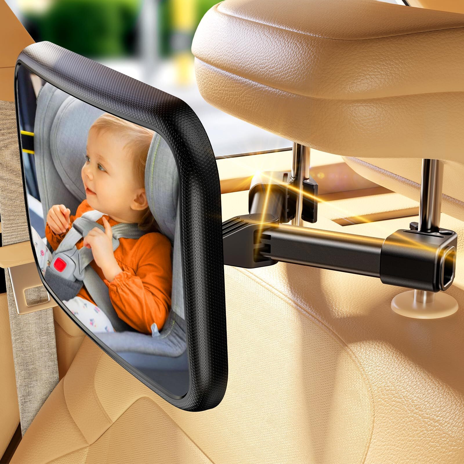 Tazeni Baby Car Mirror For Baby Hook Clip Design Shake Baby Mirror For Car Seat Mirror Rear Facing Never Shake Easy Install Back Seat Mirror For Baby Crystal Clear View Shatterproof Crash Tested