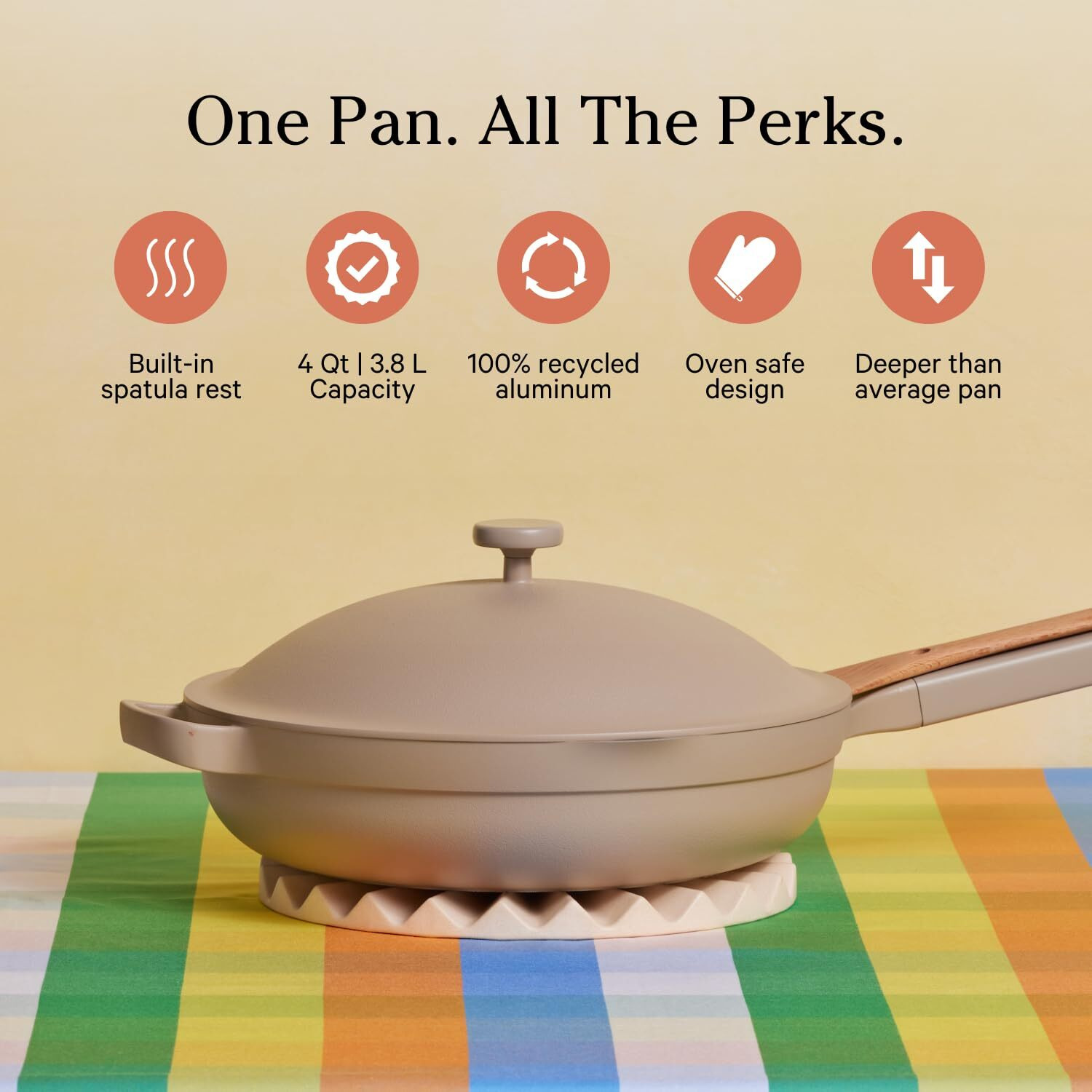 Our Place Always Pan - Large 12.5-Inch Nonstick  Toxin-Free Ceramic Cookware | Versatile Frying Pan  Skillet  Saute Pan | Stay-Cool Handle | Oven Safe | Lightweight Aluminum Body | Steam