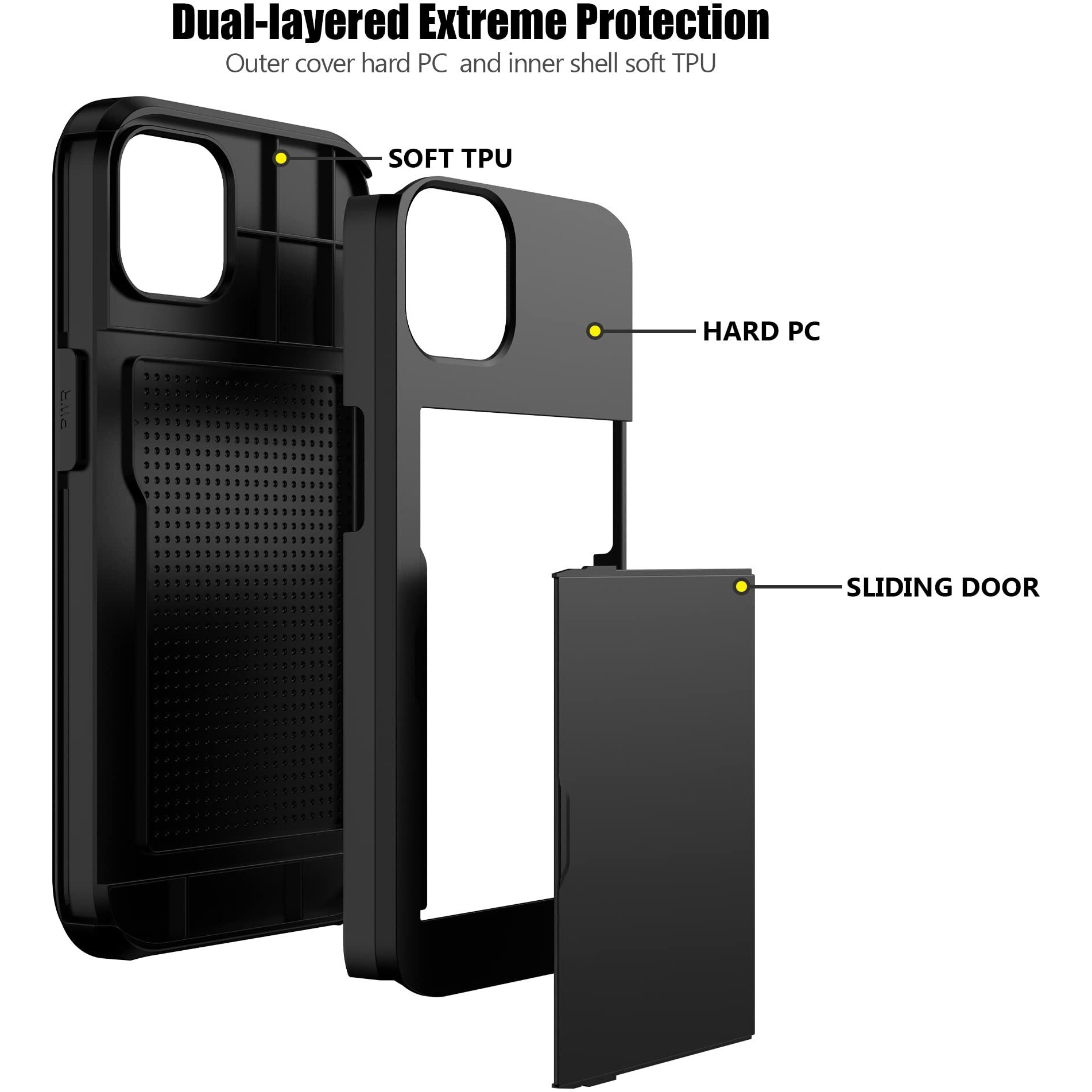 Nvollnoe Compatible With Iphone 15 Plus Case With Card Holder Heavy Duty Protective Dual Layer Shockproof Hidden Card Slot Slim Wallet Phone Cover For Women&Men 6.7 Inch(Black)