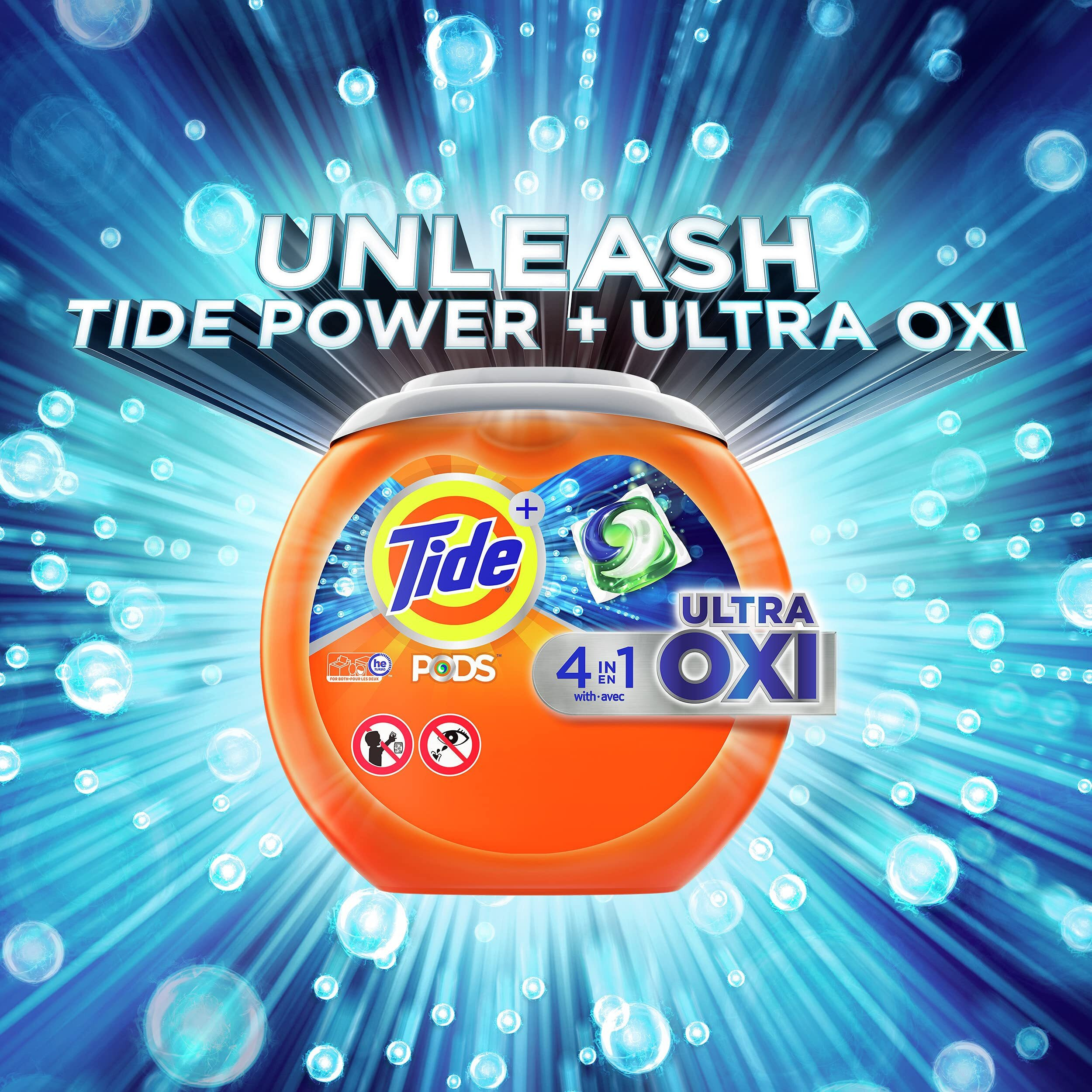 Tide Pods Liquid Laundry Detergent Soap Pacs  4-N-1 Ultra Oxi  He Compatible 85 Count  Built In Pre-Treater For Stains