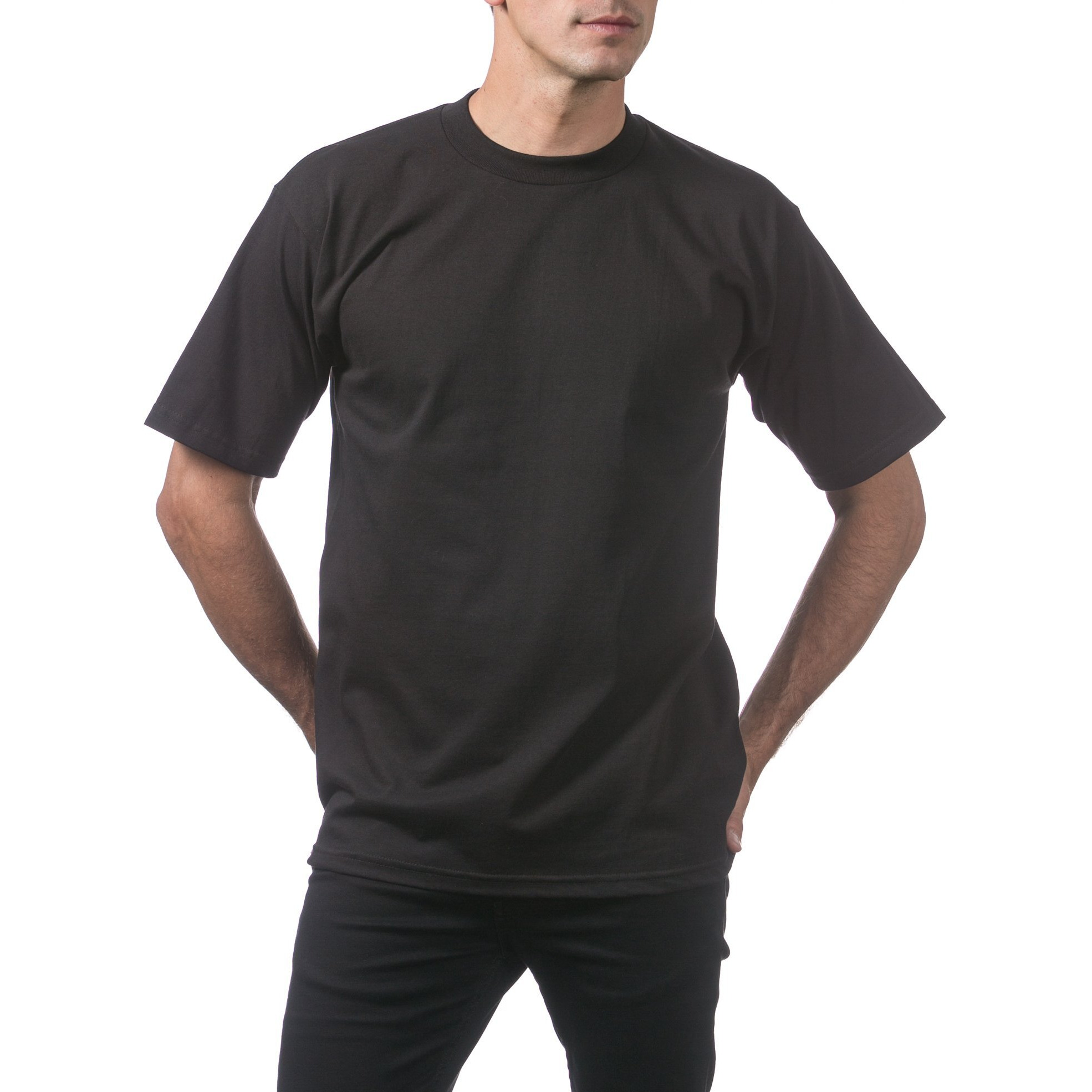 Pro Club Men's Heavyweight Cotton Short Sleeve Crew Neck T-Shirt  Black  Medium