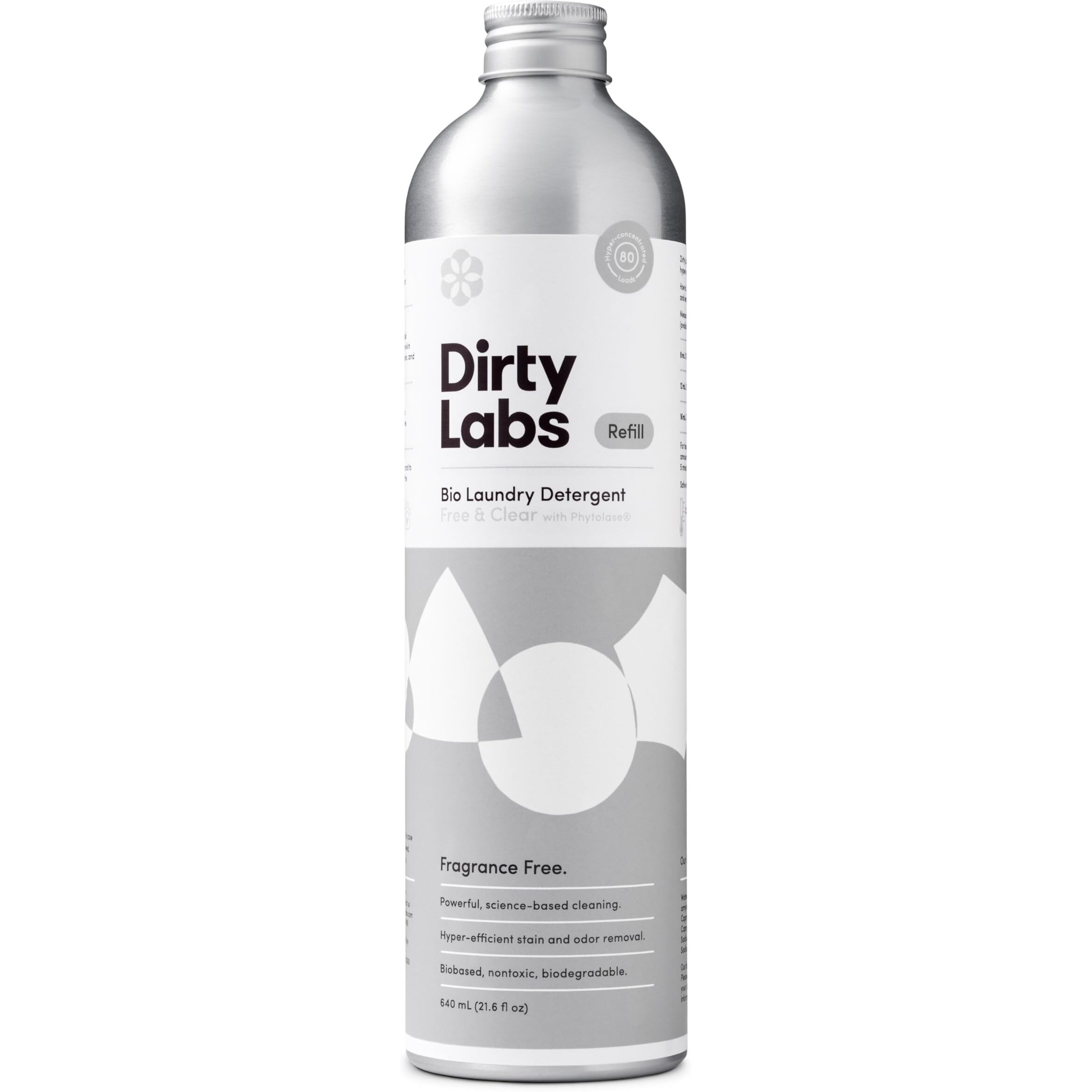 Dirty Labs | Scent Free | Bio Enzyme Liquid Laundry Detergent | 80 Loads (21.6 Fl Oz) | Hyper-Concentrated | High Efficiency & Standard Machine Washing | Nontoxic  Biodegradable | Stain & Odor Removal