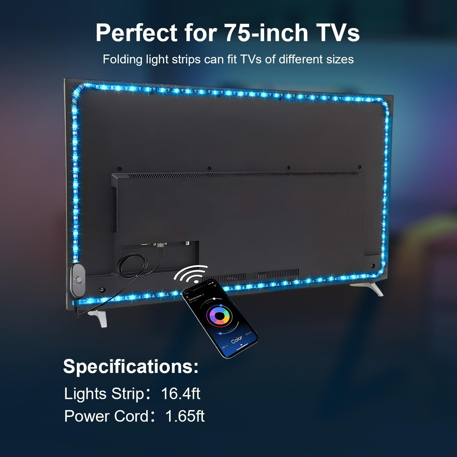Nexillumi Led Lights For Tv  16.4 Ft Tv Led Backlight For 55-75 Inch  Rgb Led Strip Lights Behind Tv With App Remote Control  Music Sync Smart Led Ambient Lighting For Bedroom Gaming Room Decor