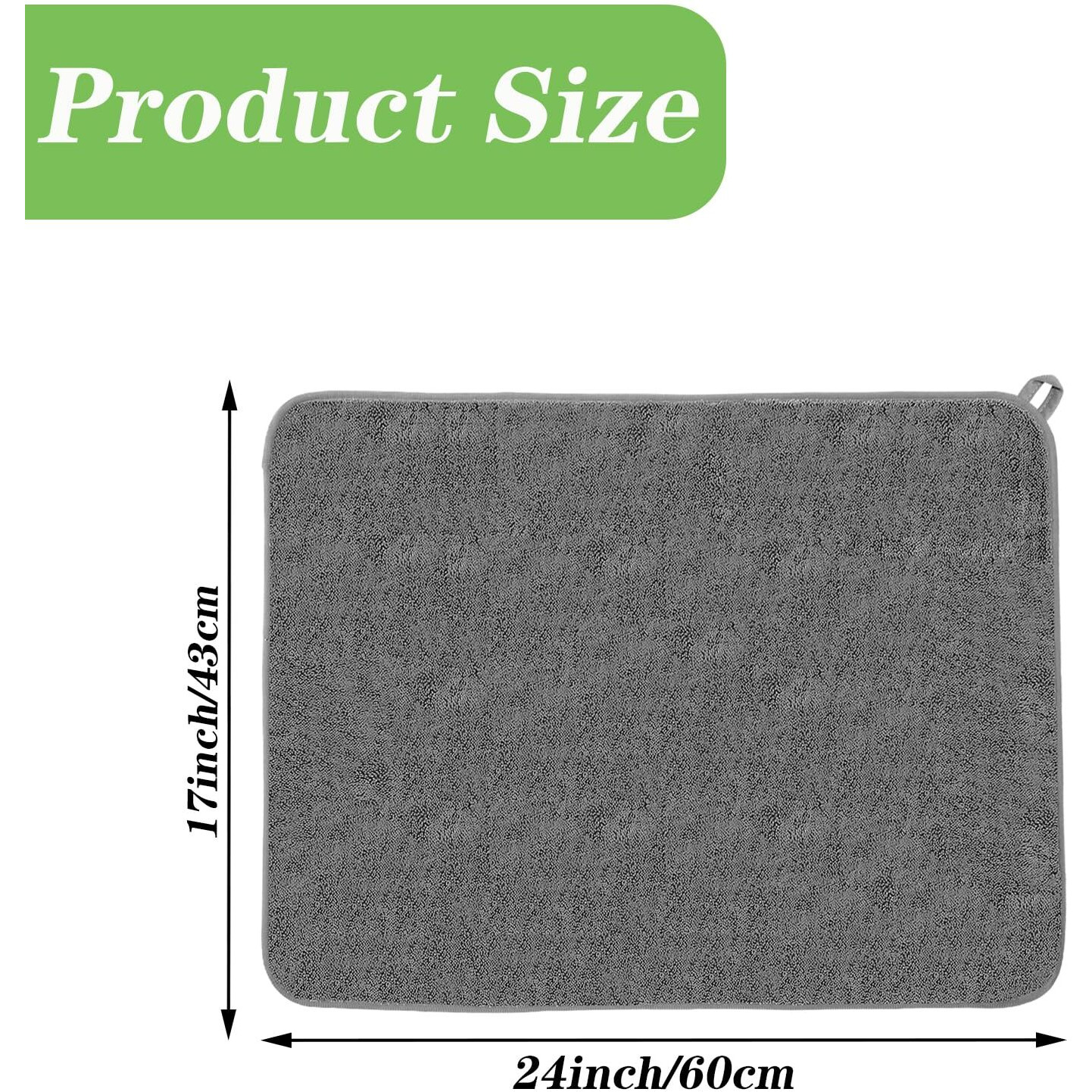 2 Pack Microfiber Dish Drying Mat 24*17 Inch Absorbent Dish Drainer Kitchen Counter Large Drying Pad For Countertop  Rack And Under Sink(Gray)