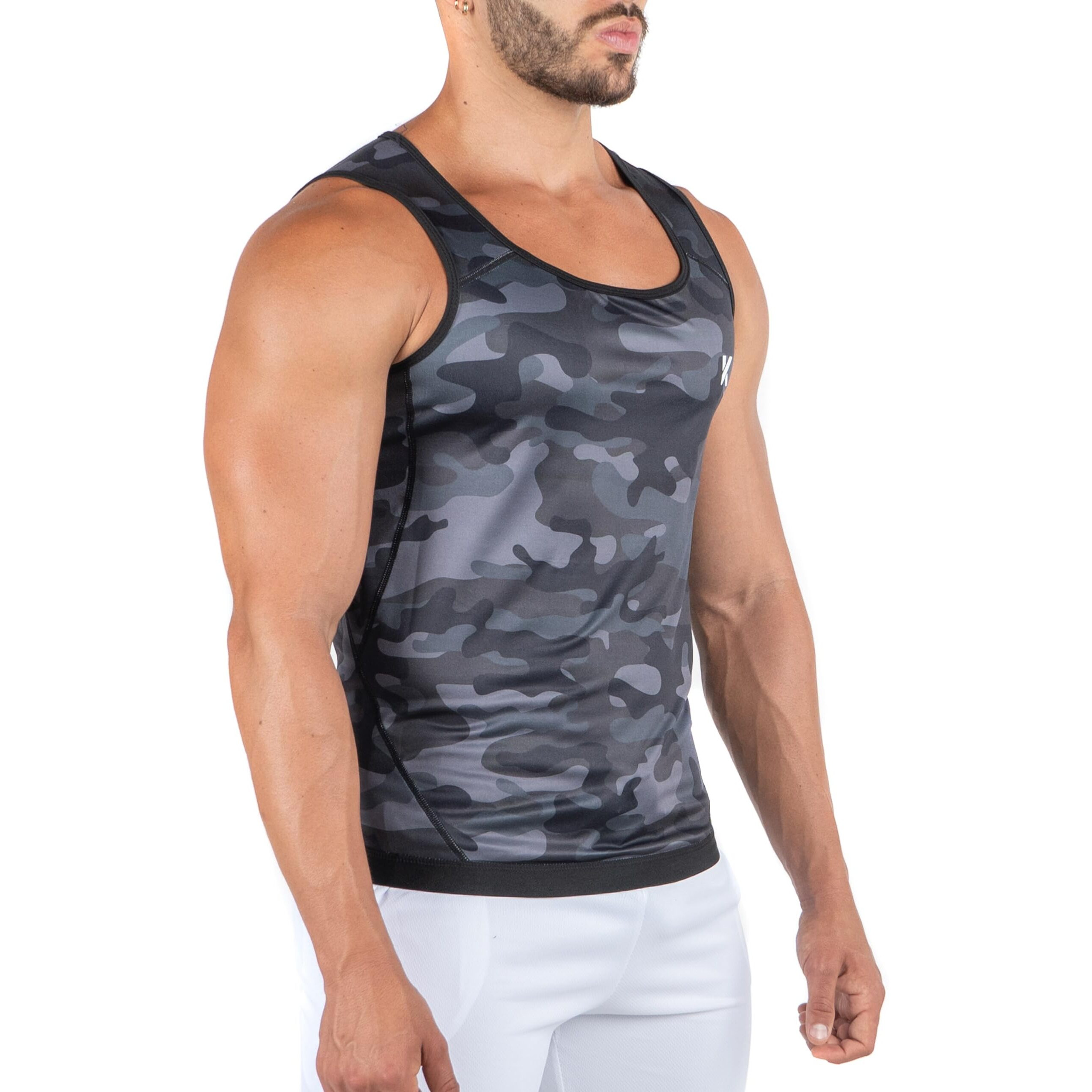 Kewlioo Men's Heat Trapping Pullover Sweat Enhancing Vest - Compression Vest Shirt Shapewear Top - Gym Exercise Versatile Heat Shaper Jacket(Gray Camo  L/Xl)