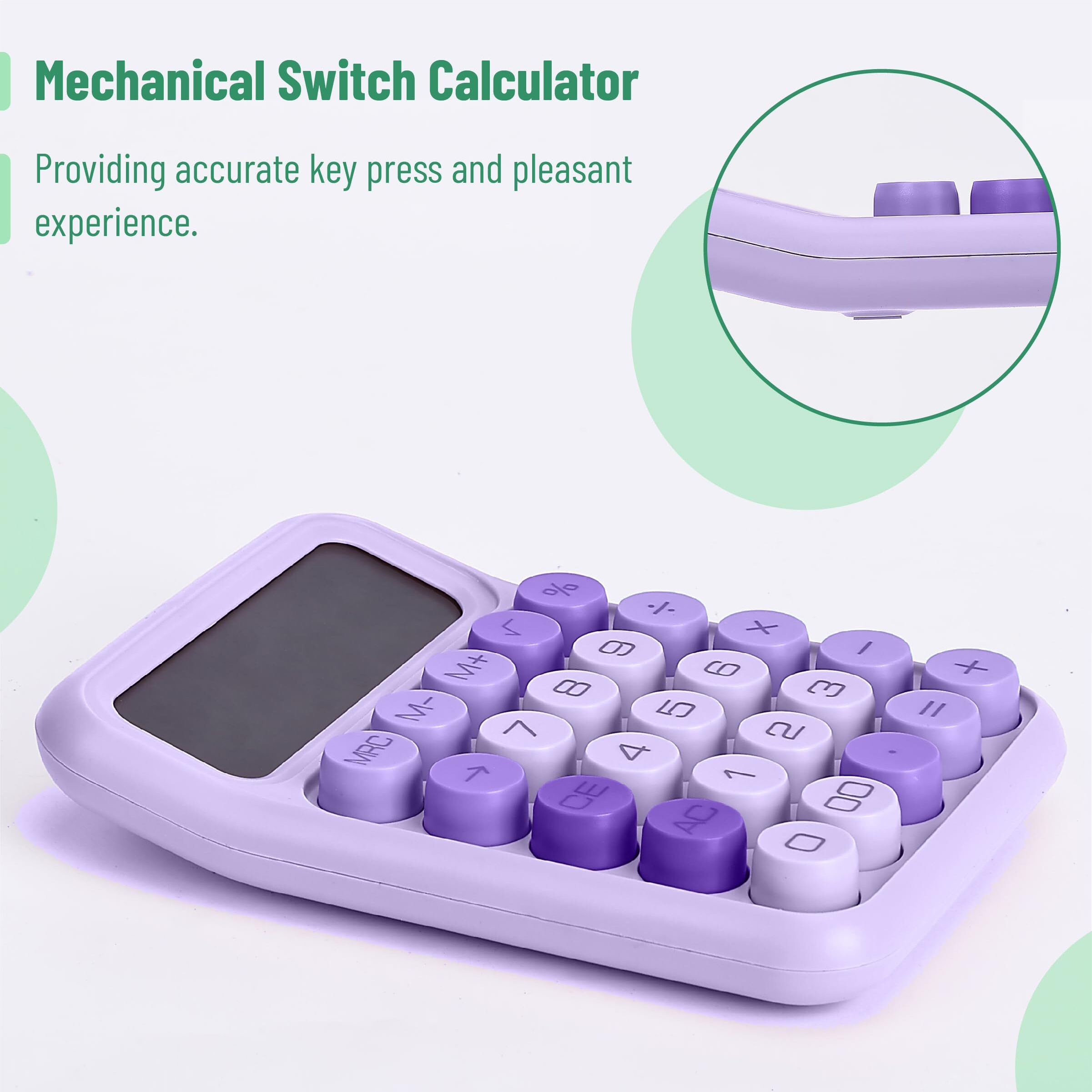 Mr. Pen- Mechanical Switch Calculator  12 Digits  Large Lcd Display  Purple Calculator Big Buttons  Mechanical Calculator  Calculators Desktop Calculator  Cute Calculator  Aesthetic Calculator