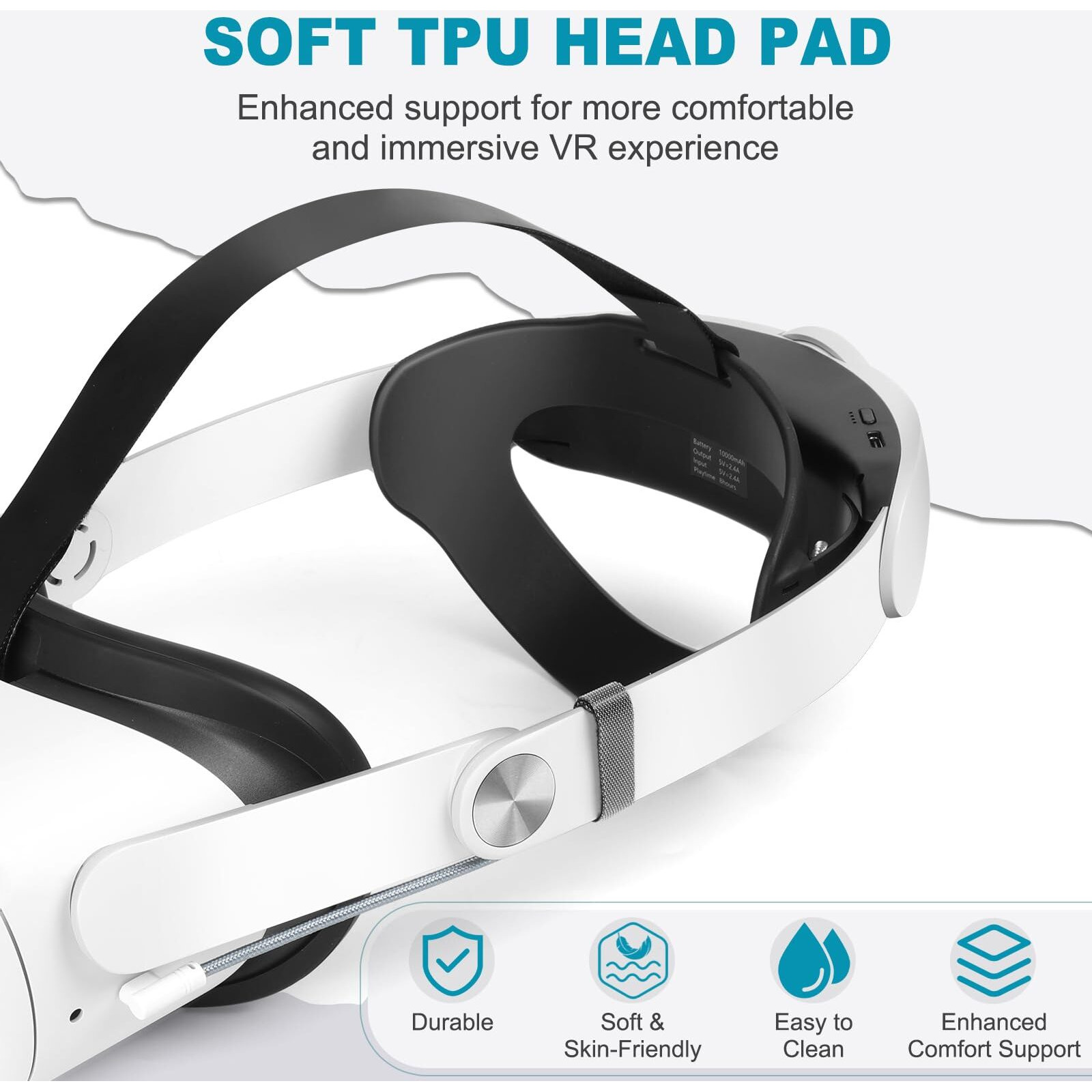 Hurra Head Strap With Battery For Oculus Quest 2  10000Mah Fast Charging Battery Pack Extend 8H Playtime  Counter Balance Adjustable Elite Strap Replacement Accessories Enhanced Comfort Support In Vr