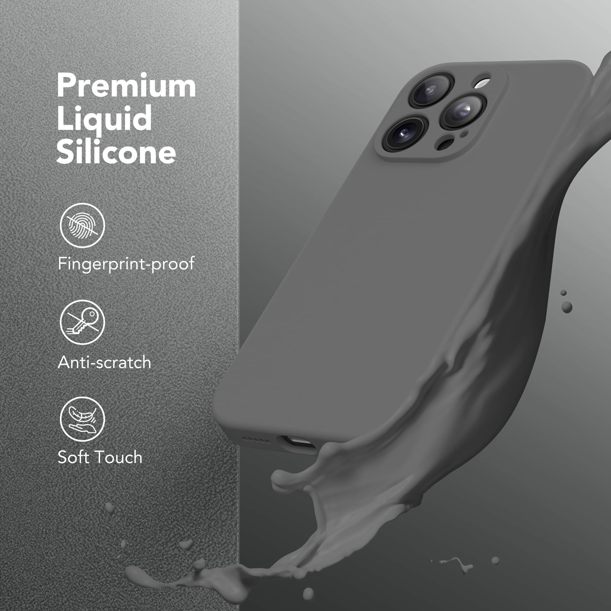 Suydanbox Magnetic For Iphone 15 Pro Max Case  Compatible With Magsafe  [Full Camera Protection][2 Screen Protectors] Silicone Shockproof Protective Phone Case For Iphone 15 Pro Max 6.7""  Dark Gray