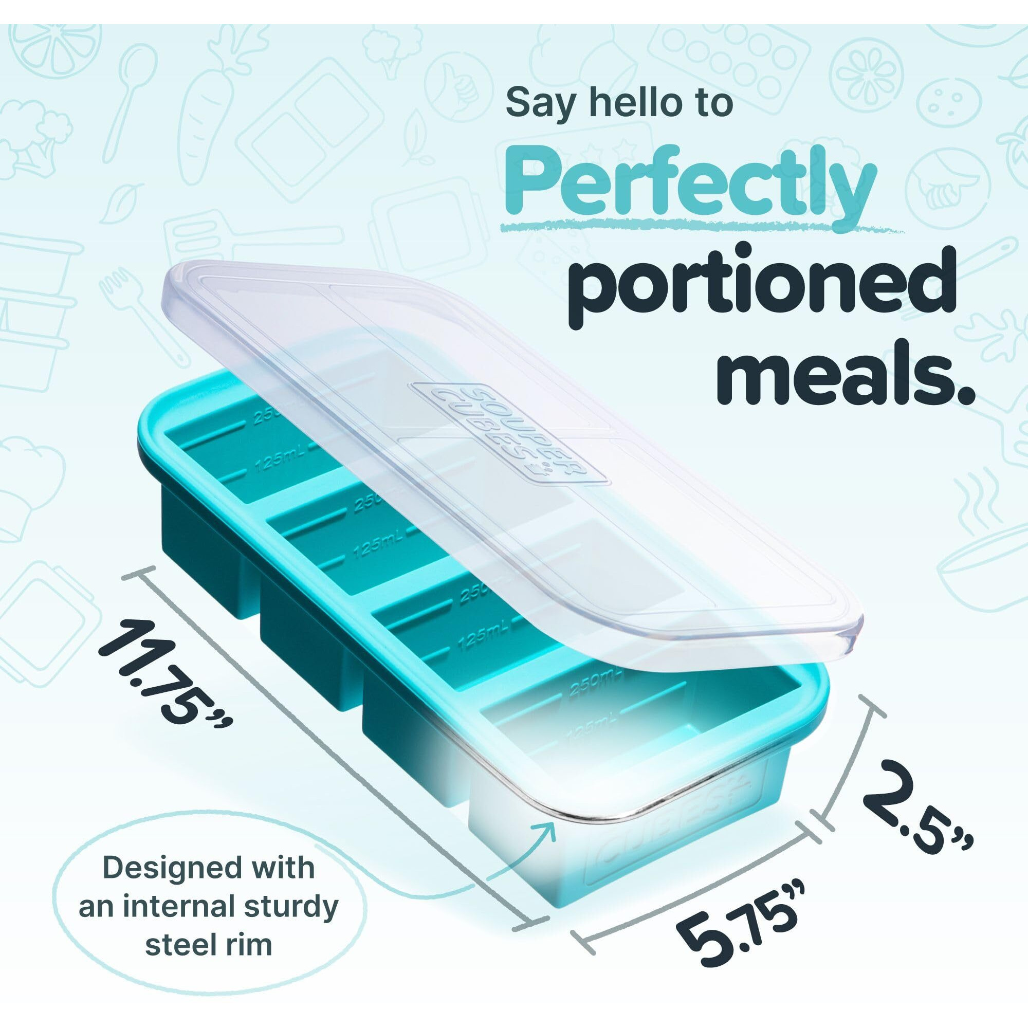 Souper Cubes 1 Cup Silicone Freezer Molds With Lids - Easy Meal Prep Container And Freezer Soup Mold Silicone Freezer Trays With Lid For Food  Soup  Desserts And More - Aqua - 1-Pack