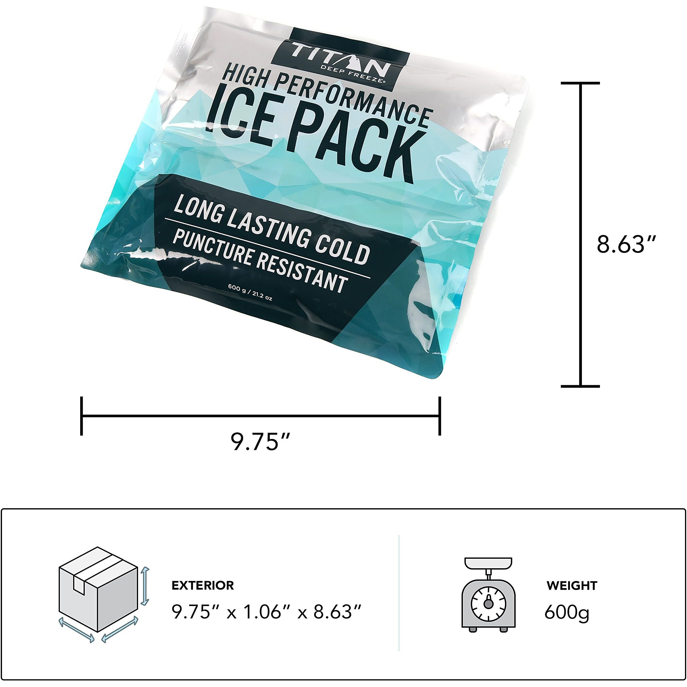 Arctic Zone Titan Deep Freeze Ice Pack- (2 Pack) 600 Gram High Performance Ice Pack - Long-Lasting  Puncture-Resistant Cold Pack Filled With Non-Toxic Gel