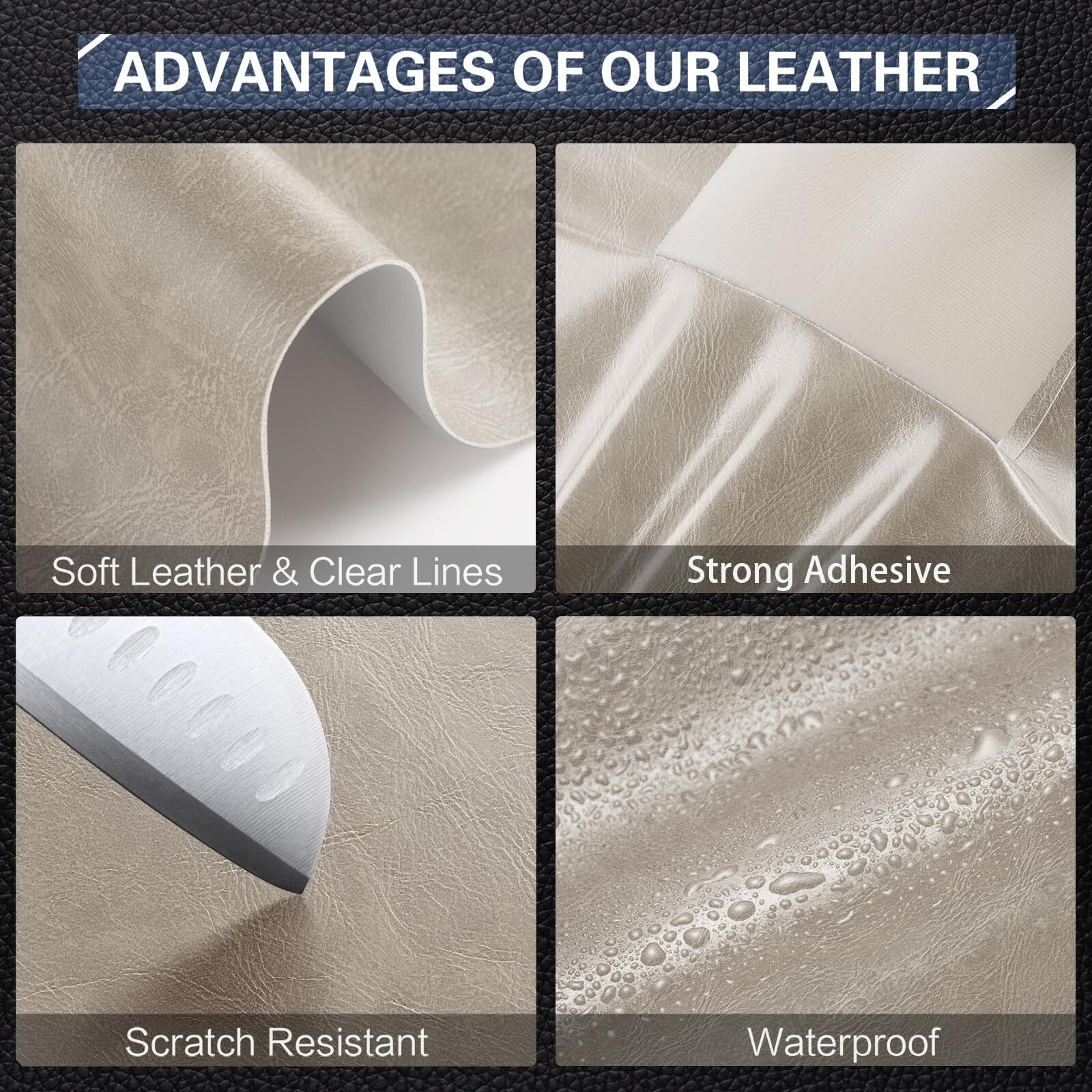 Leather Repair Kit For Furniture 16"&quotX 31.5"" Leather Tape Repair Patch Self Adhesive Sofa Vinyl Repair Patch Kit For Car Seat Couch Boat Seat Chair - Classic Gray