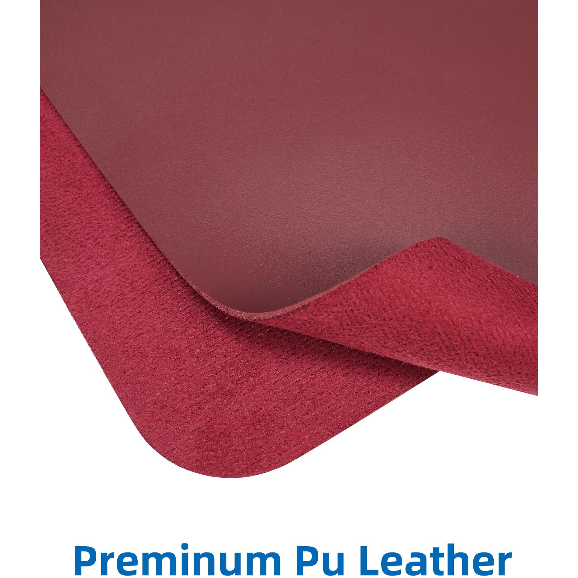 Leather Desk Pad Protector Mouse Pad Office Desk Mat  Non-Slip Pu Leather Desk Blotter Large Desk Mat Waterproof Keyboard Mat For Office/Home/Decor (Burgundy Red 35"" X 17"")