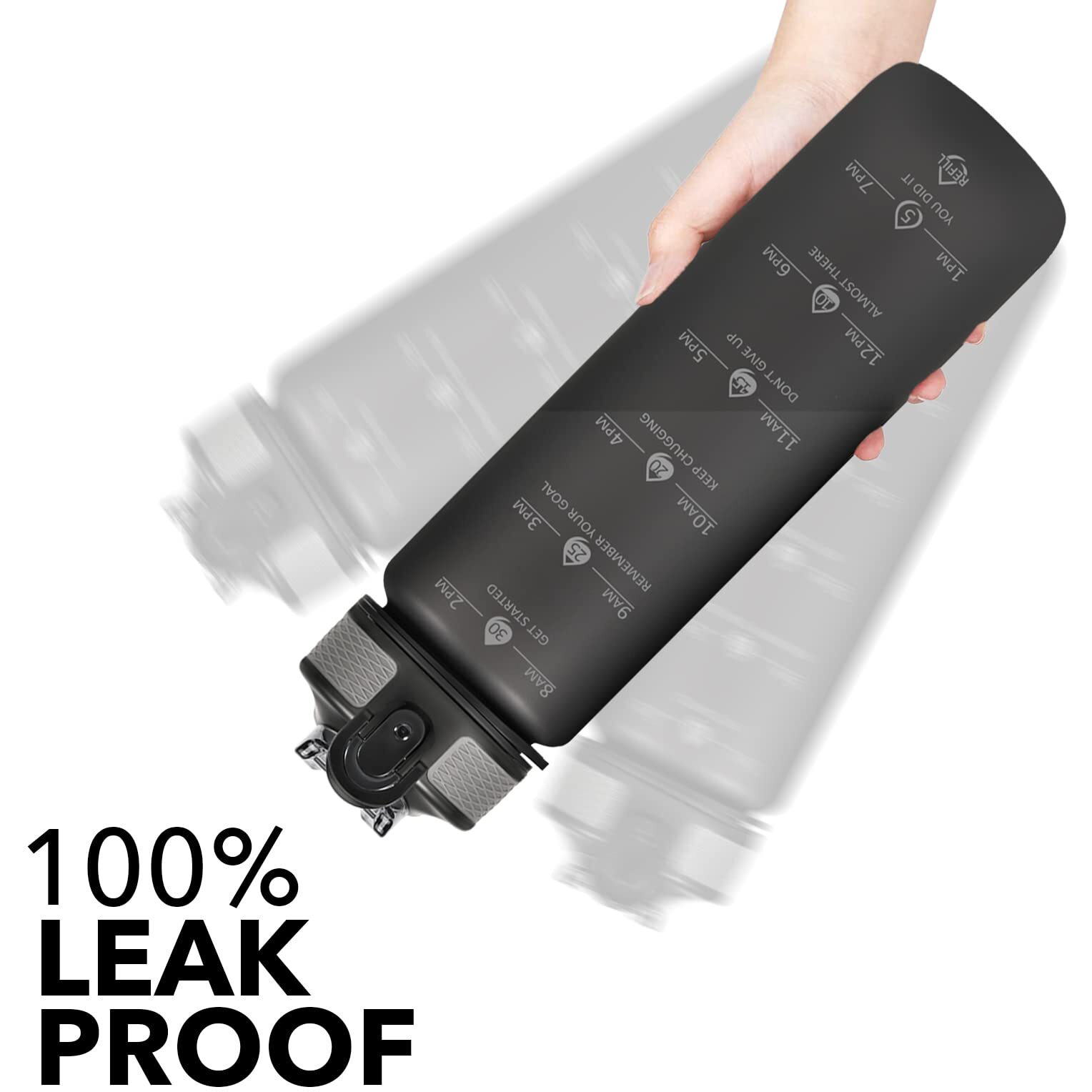 Hyeta 32Oz Water Bottles With Straw - Stay Motivated And Hydrated With Convenient Times To Drink Markings  Durable  Leak-Proof