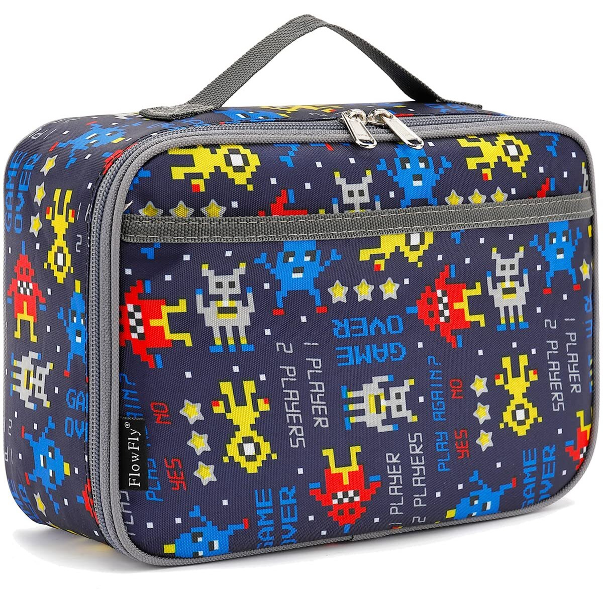 Flowfly Kids Lunch Box Insulated Soft Bag Mini Cooler Back To School Thermal Meal Tote Kit For Girls  Boys  Robot