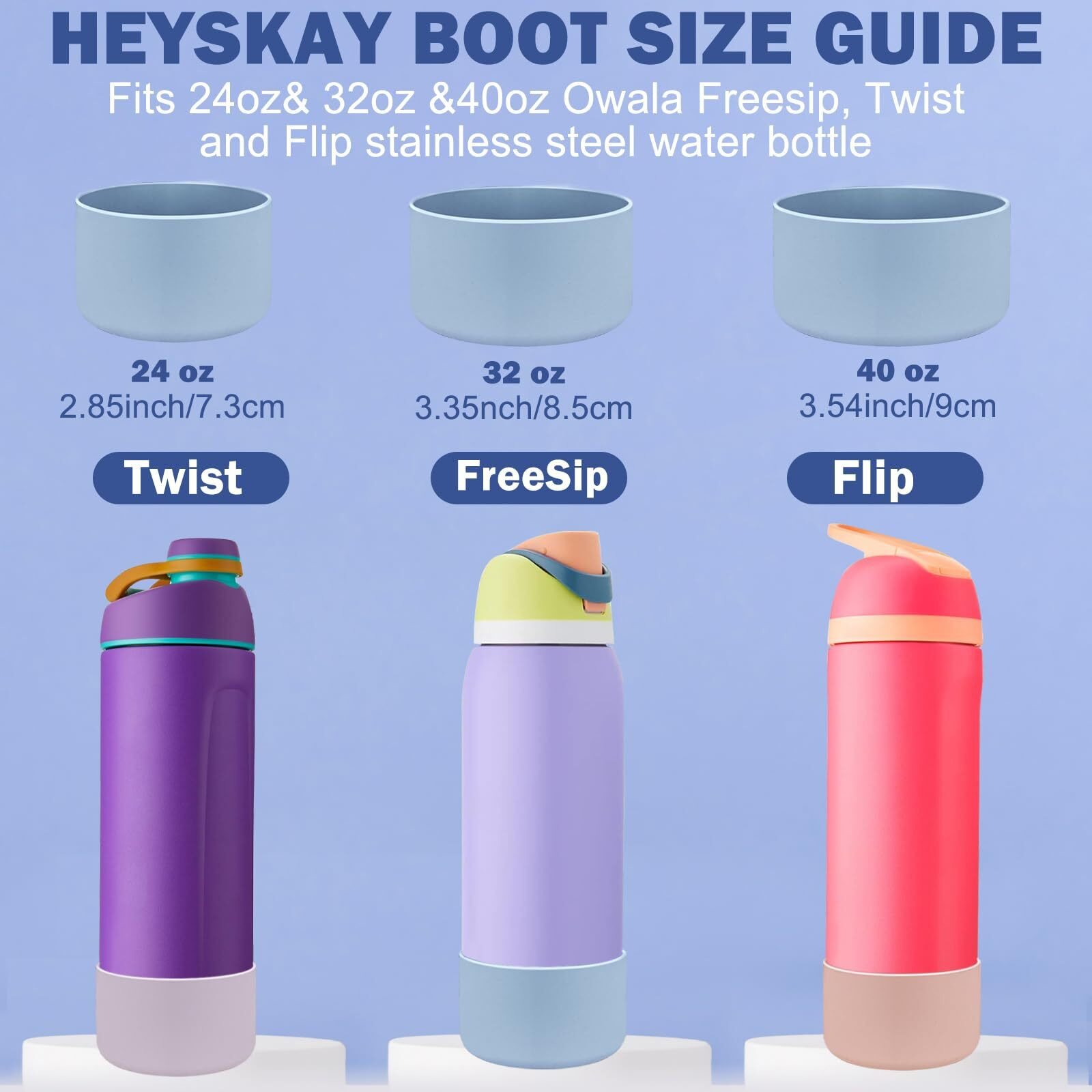 Heyskay 2Pcs Silicone Boot For Owala Flask Water Bottle 32Oz Anti-Slip Protective Sleeve For Owala Twist Freesip And Flip Stainless Steel Water Bottle Bpa-Free Boot Bottom Base
