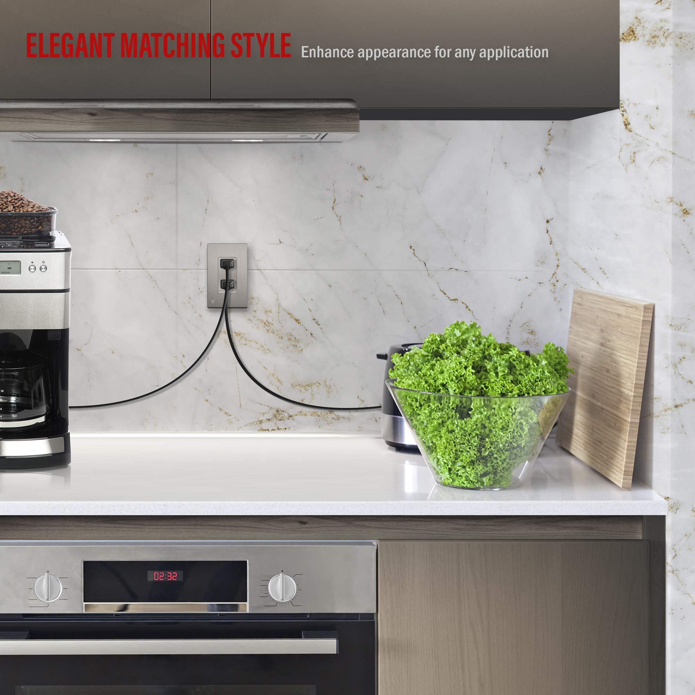 Enerlites Elite Series Decorator Receptacle Outlet Child Safe Tamper-Resistant  Self-Grounding  Residential Grade  15A 125V  Ul Listed  Brushed Wall Plate Included  61501-Tr-Nkwbp  Nickel